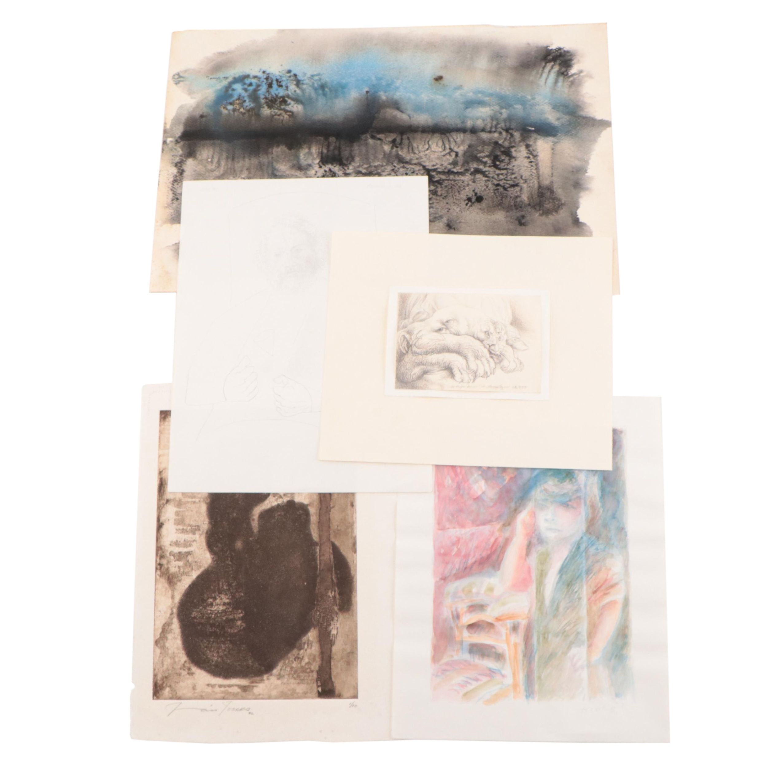 Antonio Lazo Figural Ink Drawings, 1970s and More