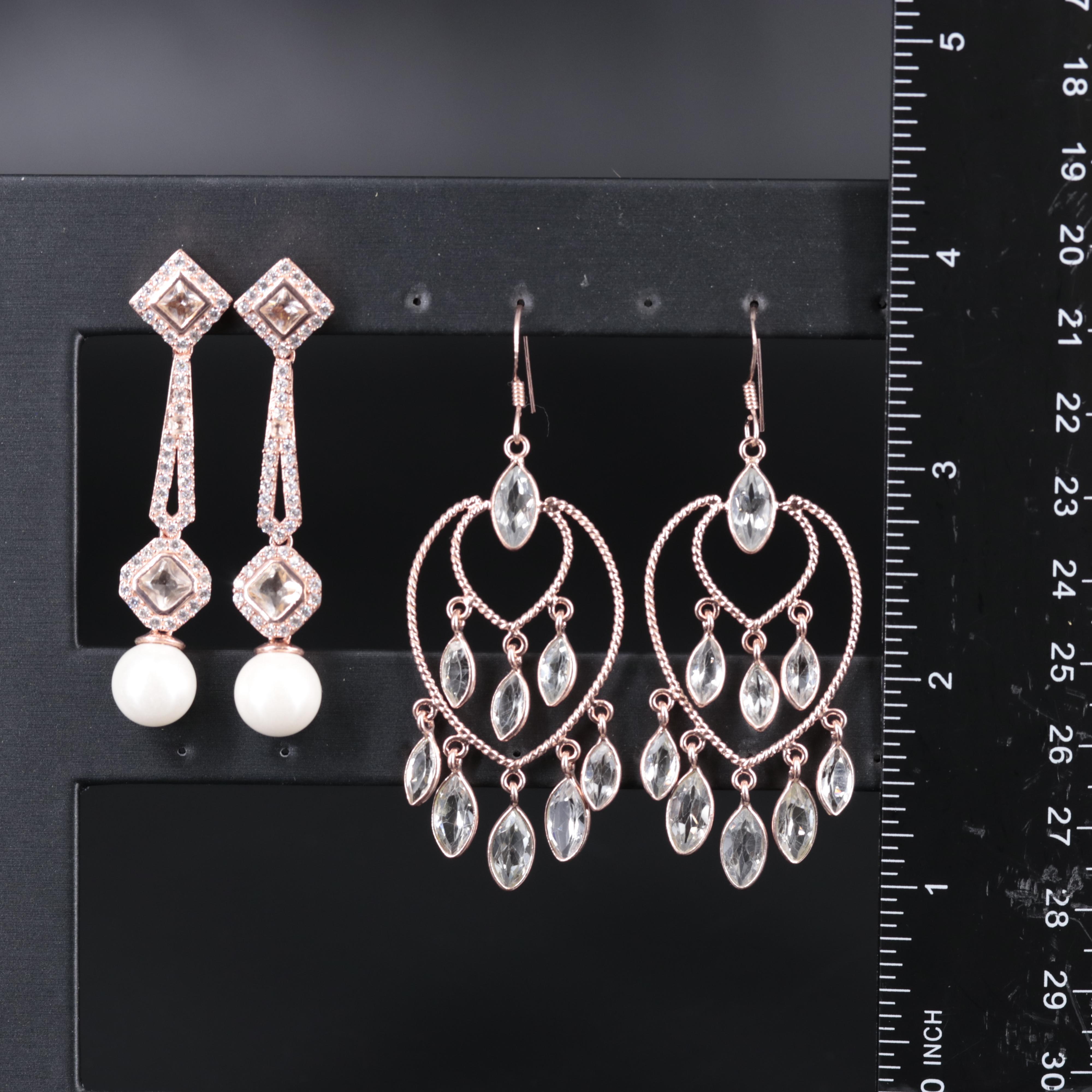 Sterling Silver Earring Collection Including Topaz and Morganite