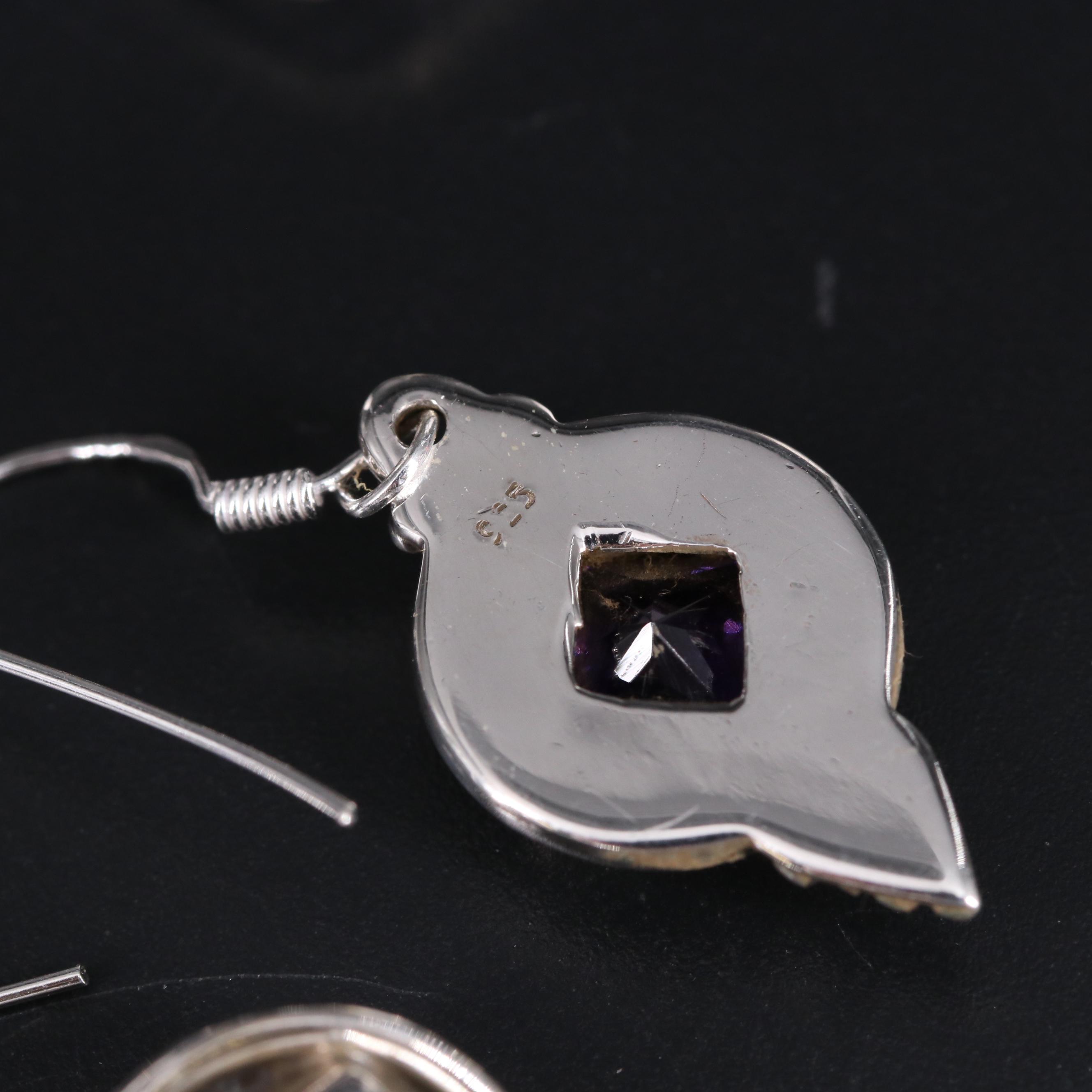 Sterling Silver Earring Collection Including Amethyst