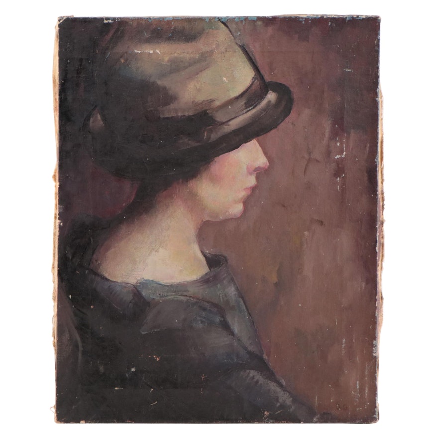 G. Gallagher Portrait Oil Painting of a Lady, Circa 1920