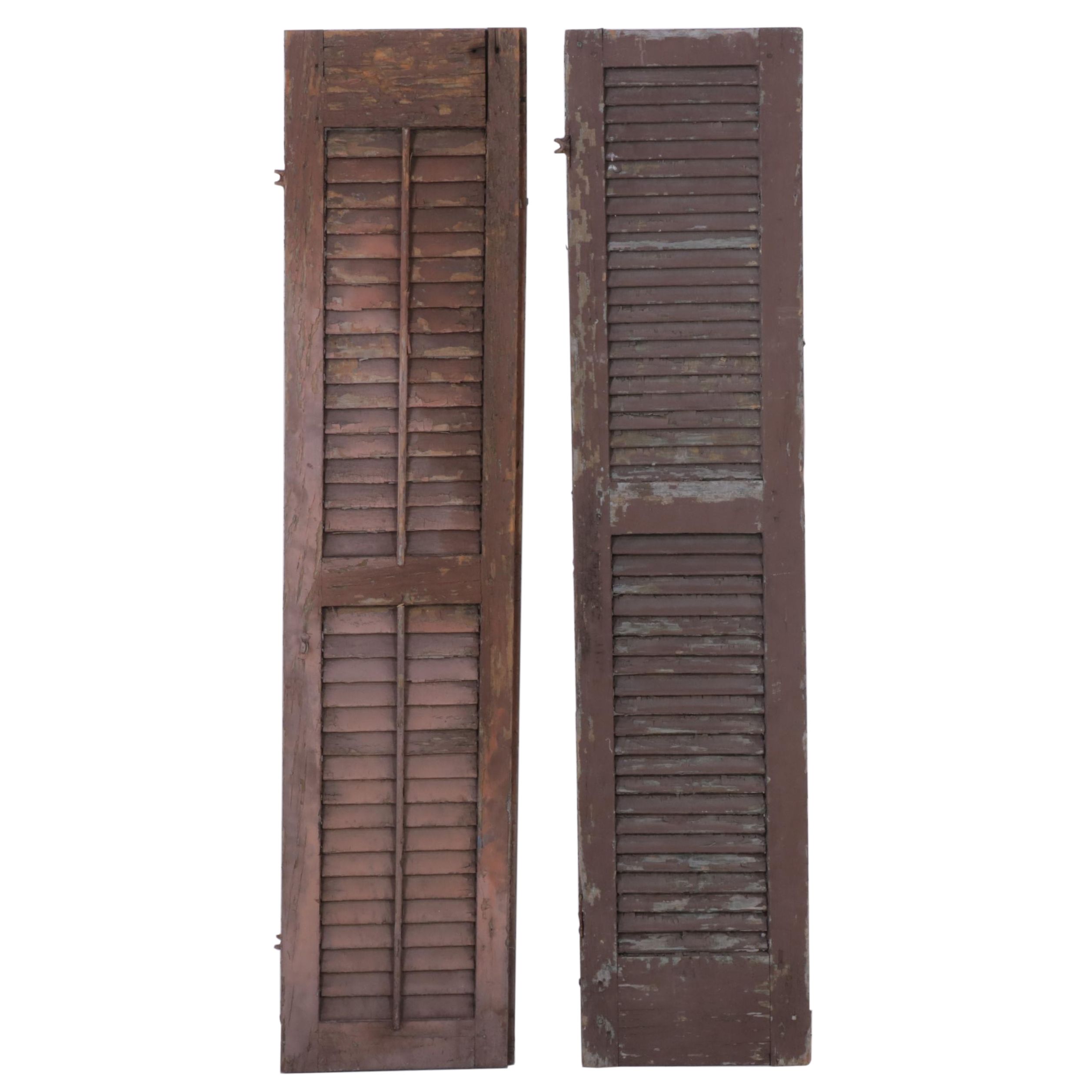 Brown-Painted Wooden Shutters, Antique