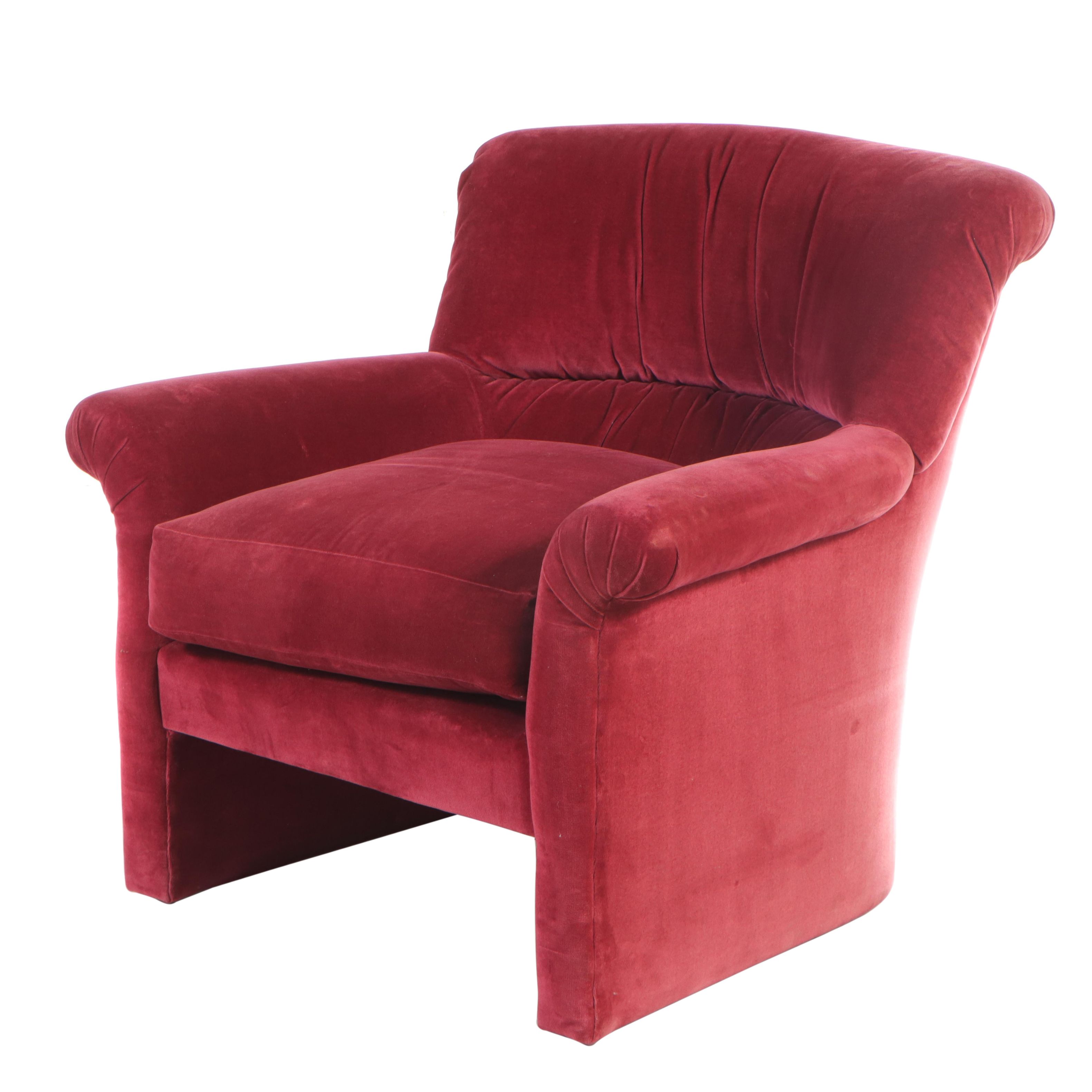 Velveteen-Upholstered Tub Chair, Late 20th Century
