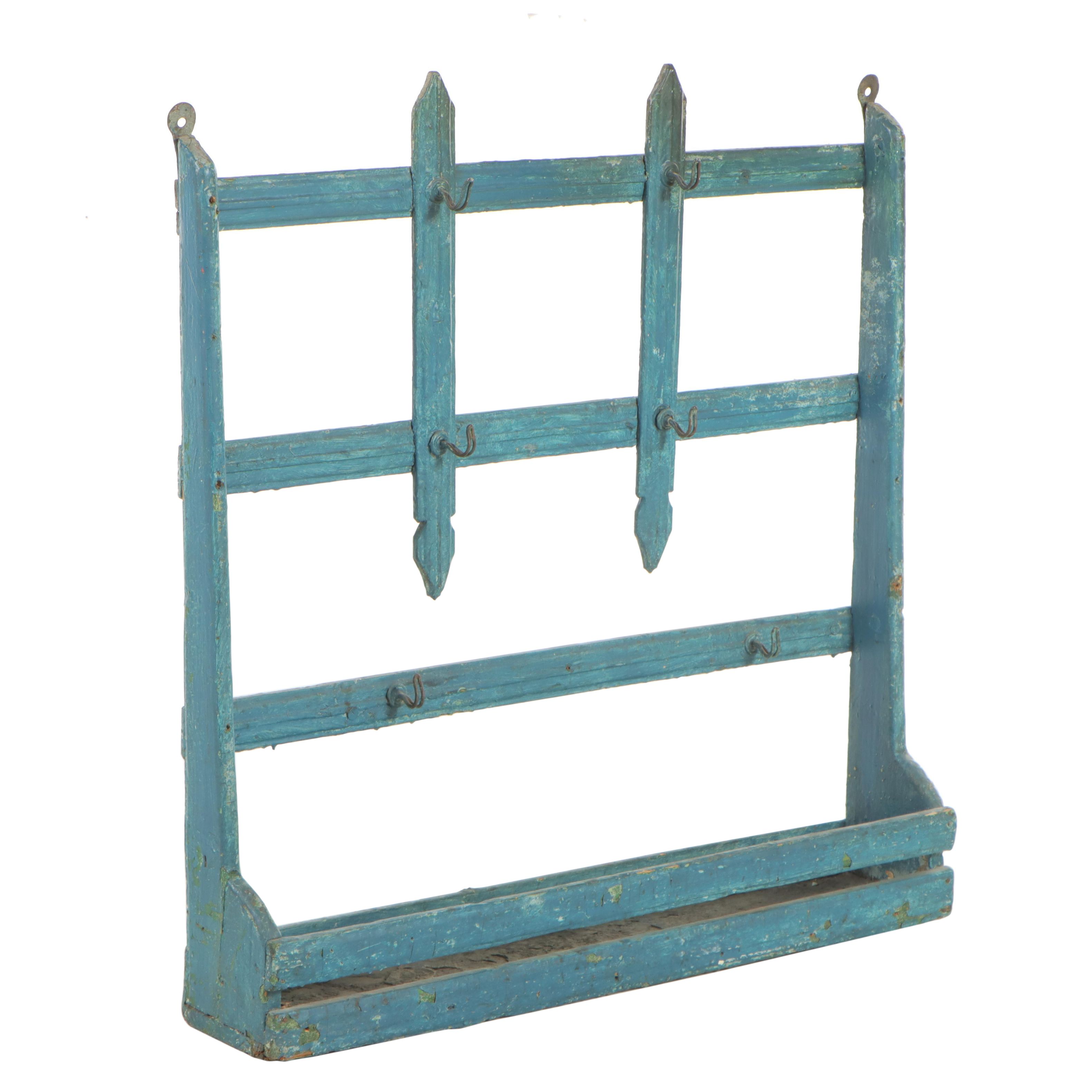American Primitive Painted Wooden Cup Rack