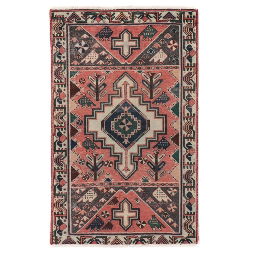 4'2 x 6'10 Hand-Knotted Persian Hamadan Area Rug