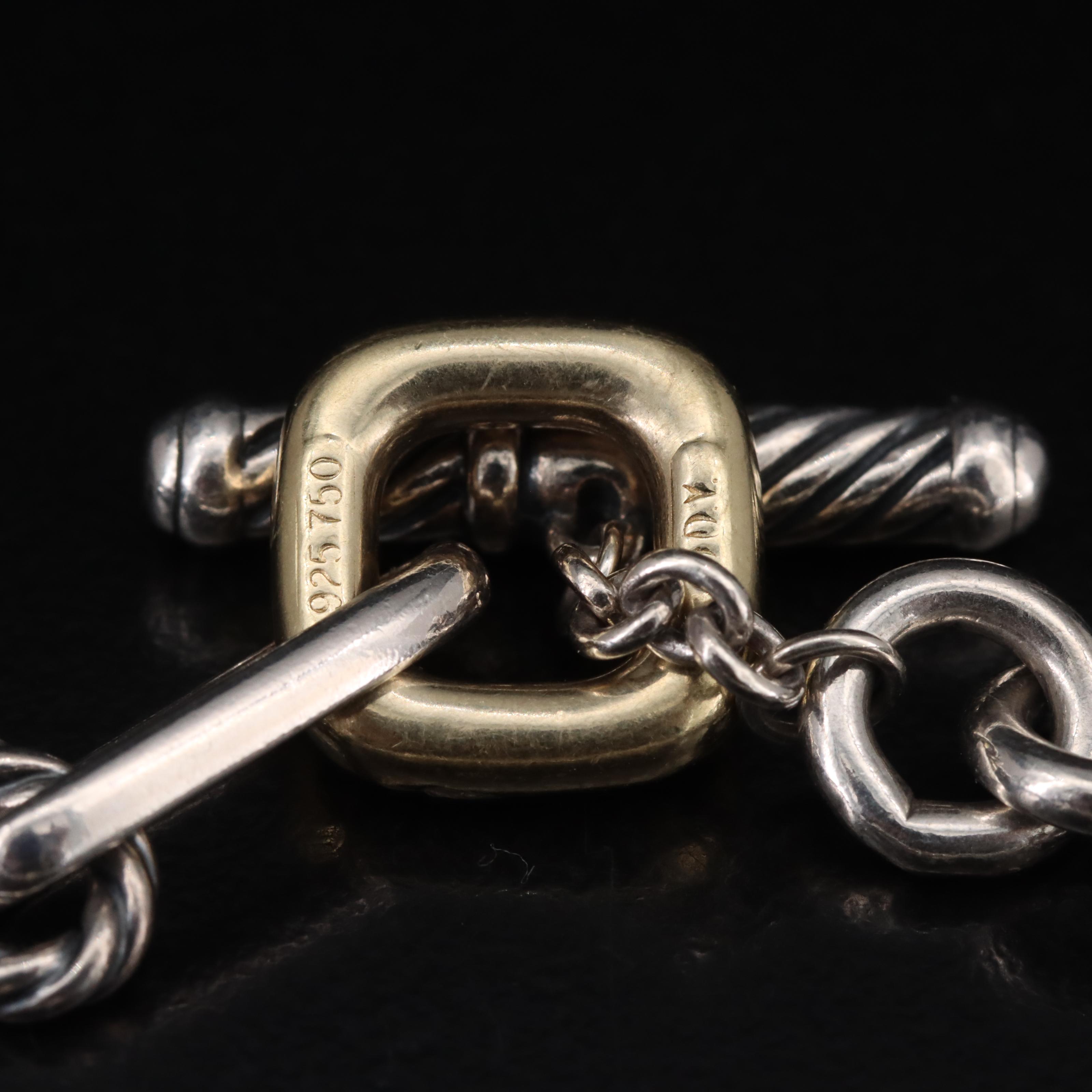 David Yurman Sterling Figaro Chain Necklace with 18K Accent