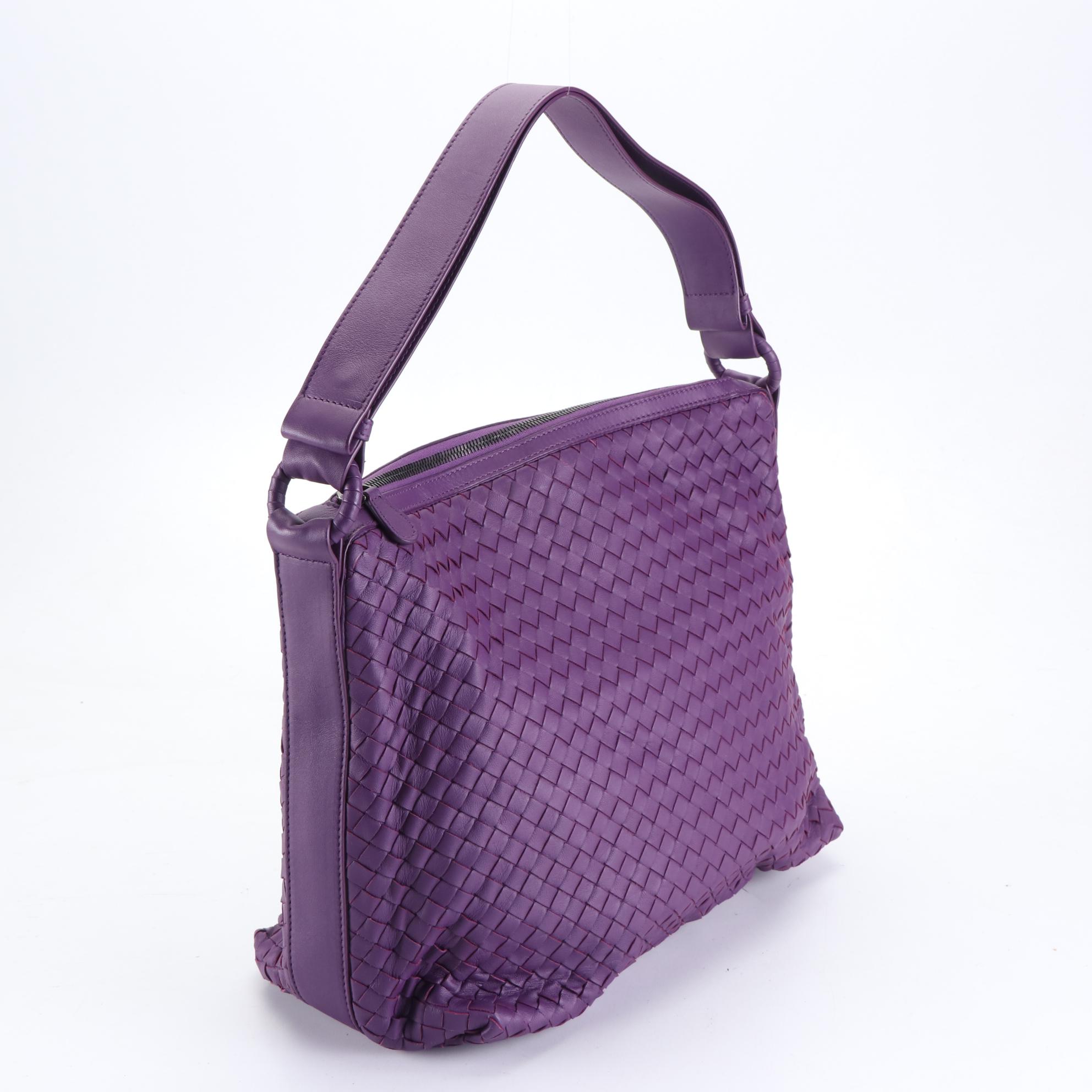 Bottega Veneta Zip Shoulder Bag in Intrecciato Leather