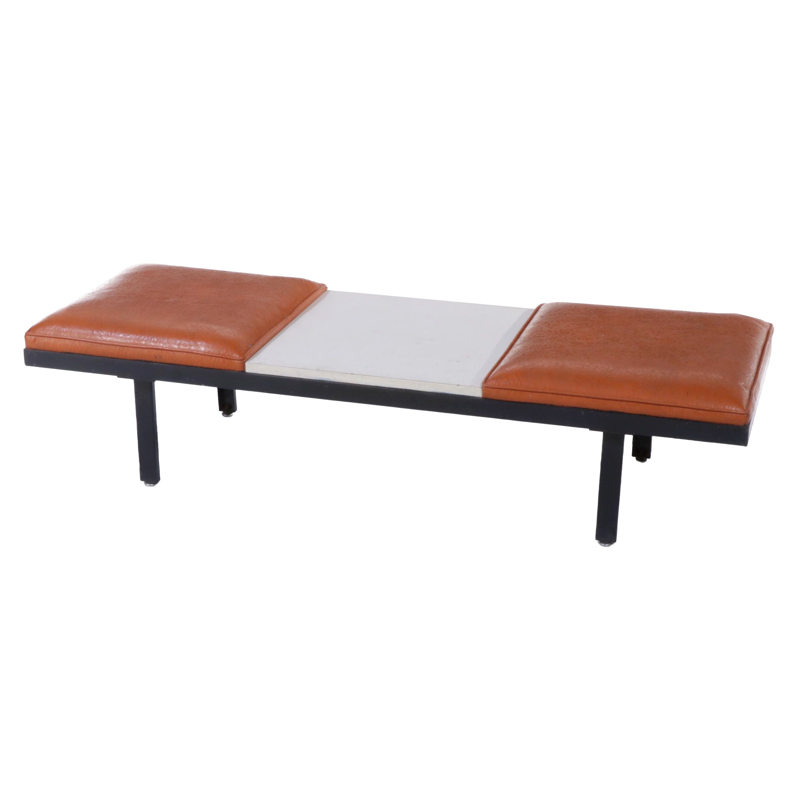 Mid Century Modern Steel, Laminate, & Vinyl Bench/Table, Manner of George Nelson