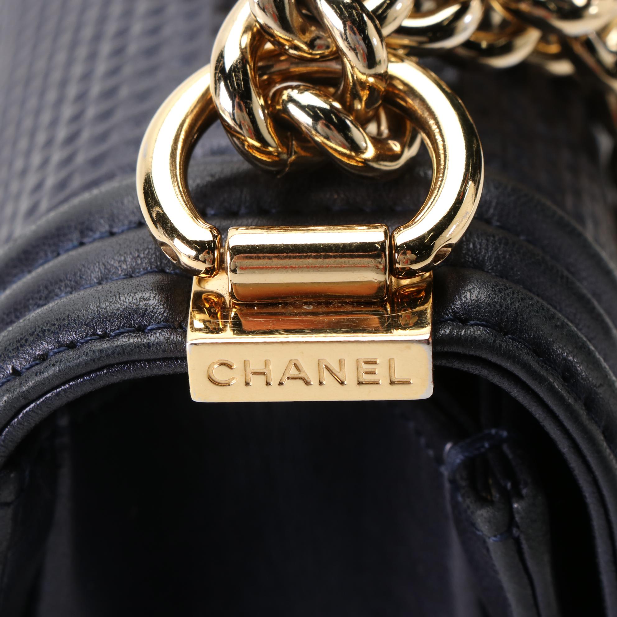 Chanel Large Boy Flap Bag in Cube-Embossed Lambskin Leather