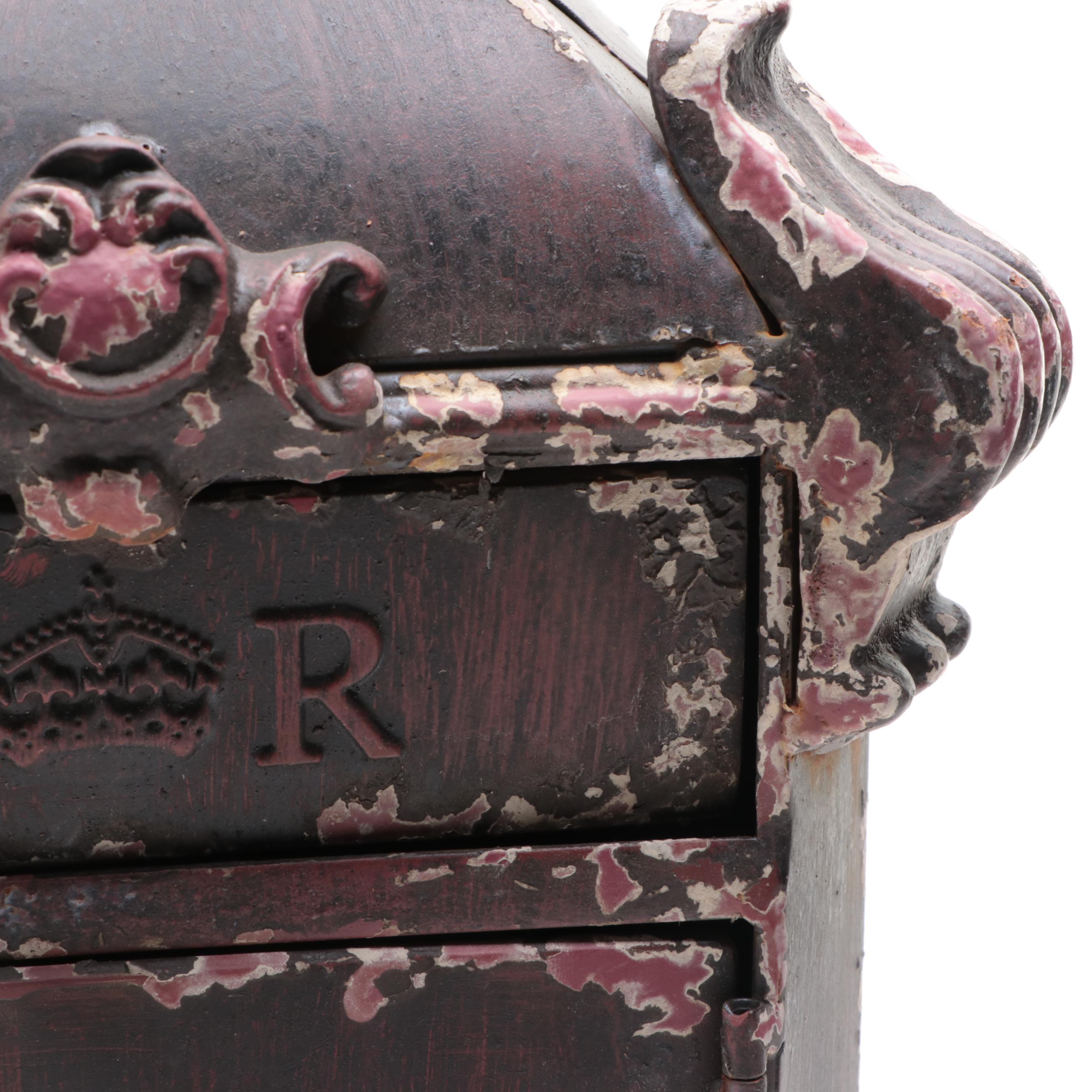 Late Victorian English Cast Metal Mail Letter Box