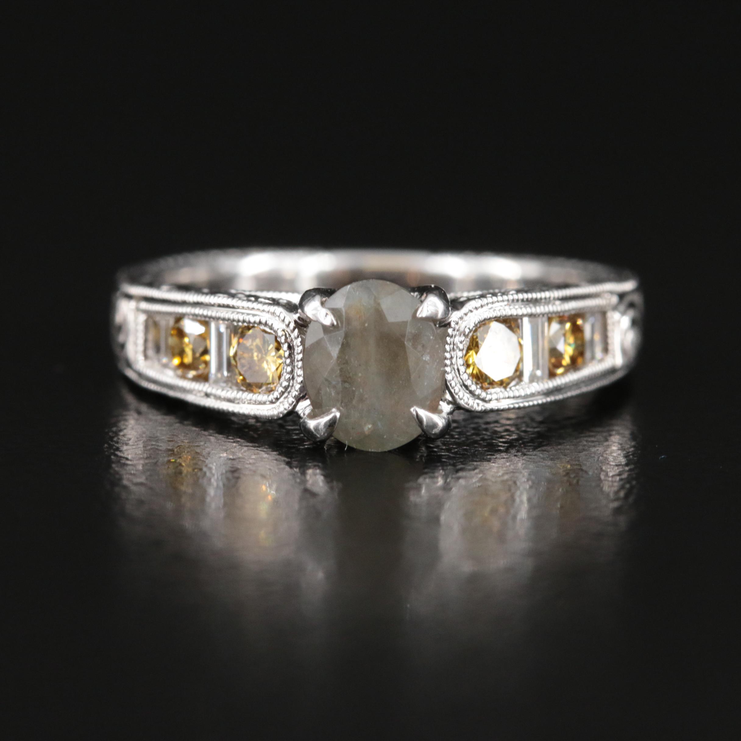 18K Alexandrite and Diamond Ring with GIA Report