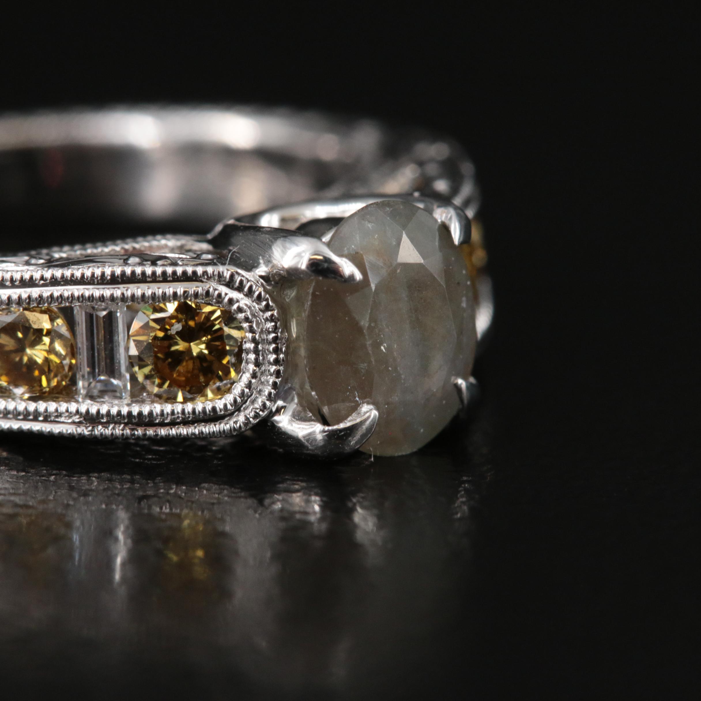 18K Alexandrite and Diamond Ring with GIA Report