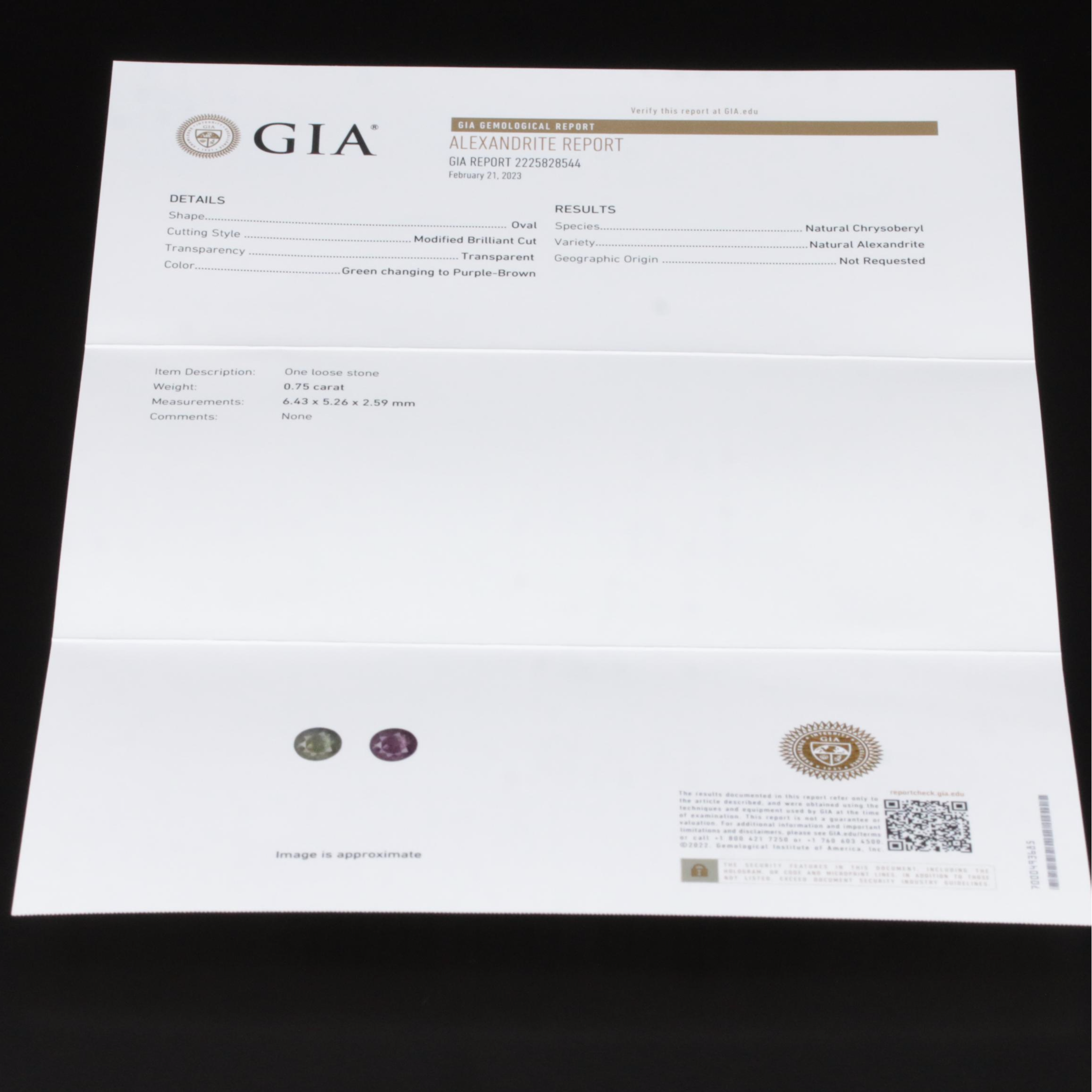 18K Alexandrite and Diamond Ring with GIA Report