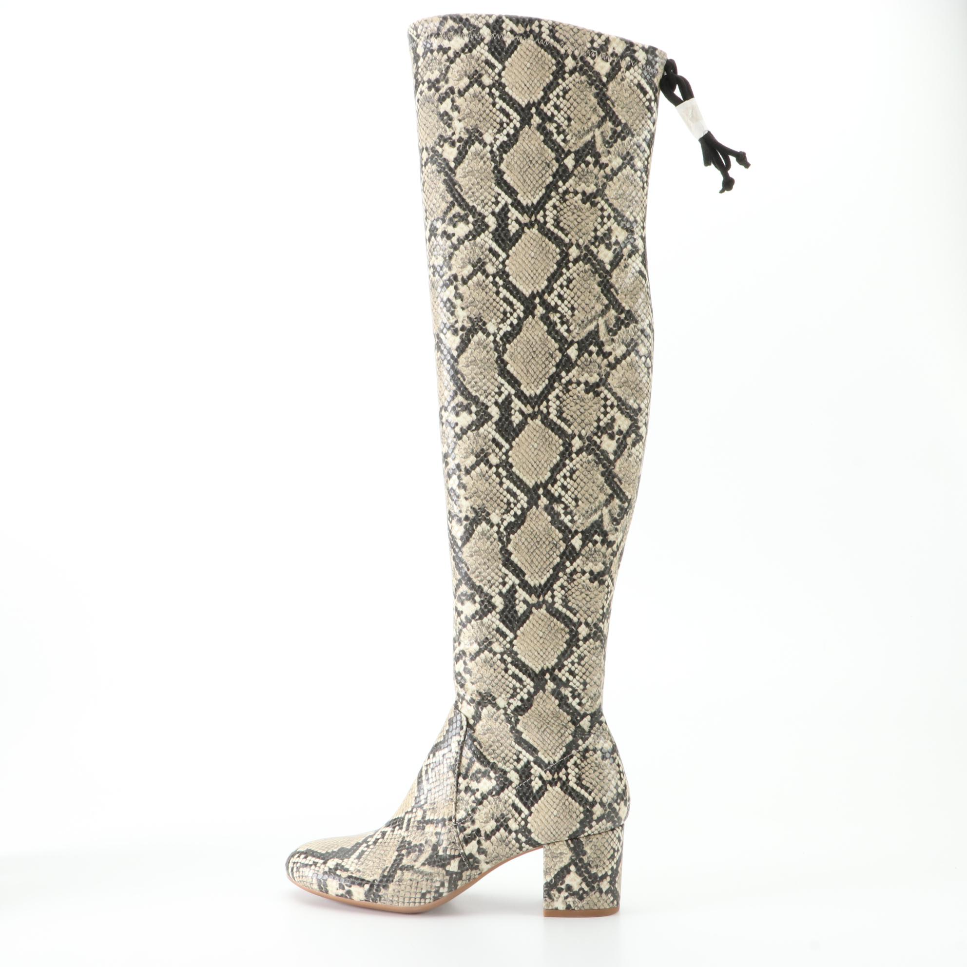 Gianni Bini Knee-High Boots in Faux Python Snakeskin