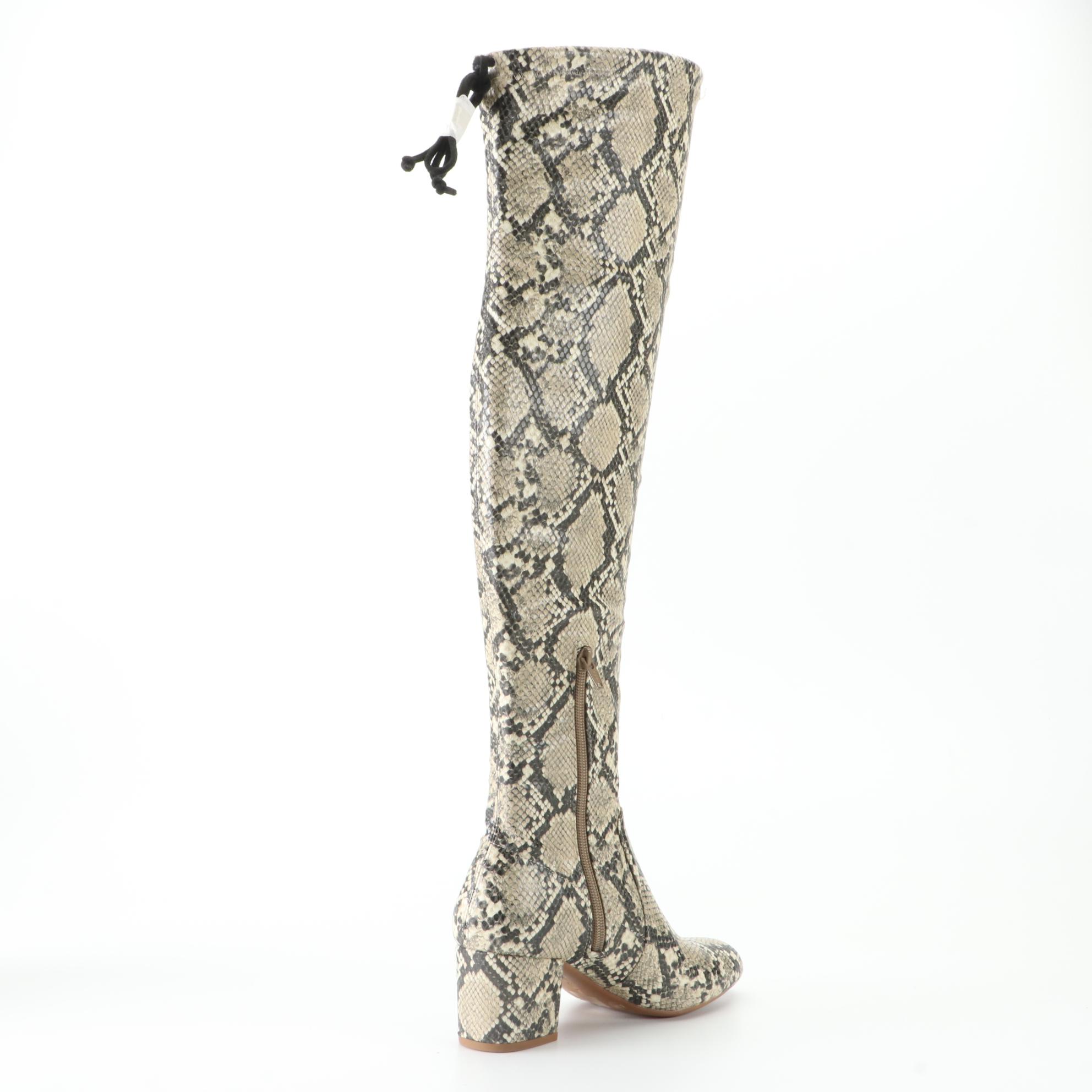 Gianni Bini Knee-High Boots in Faux Python Snakeskin