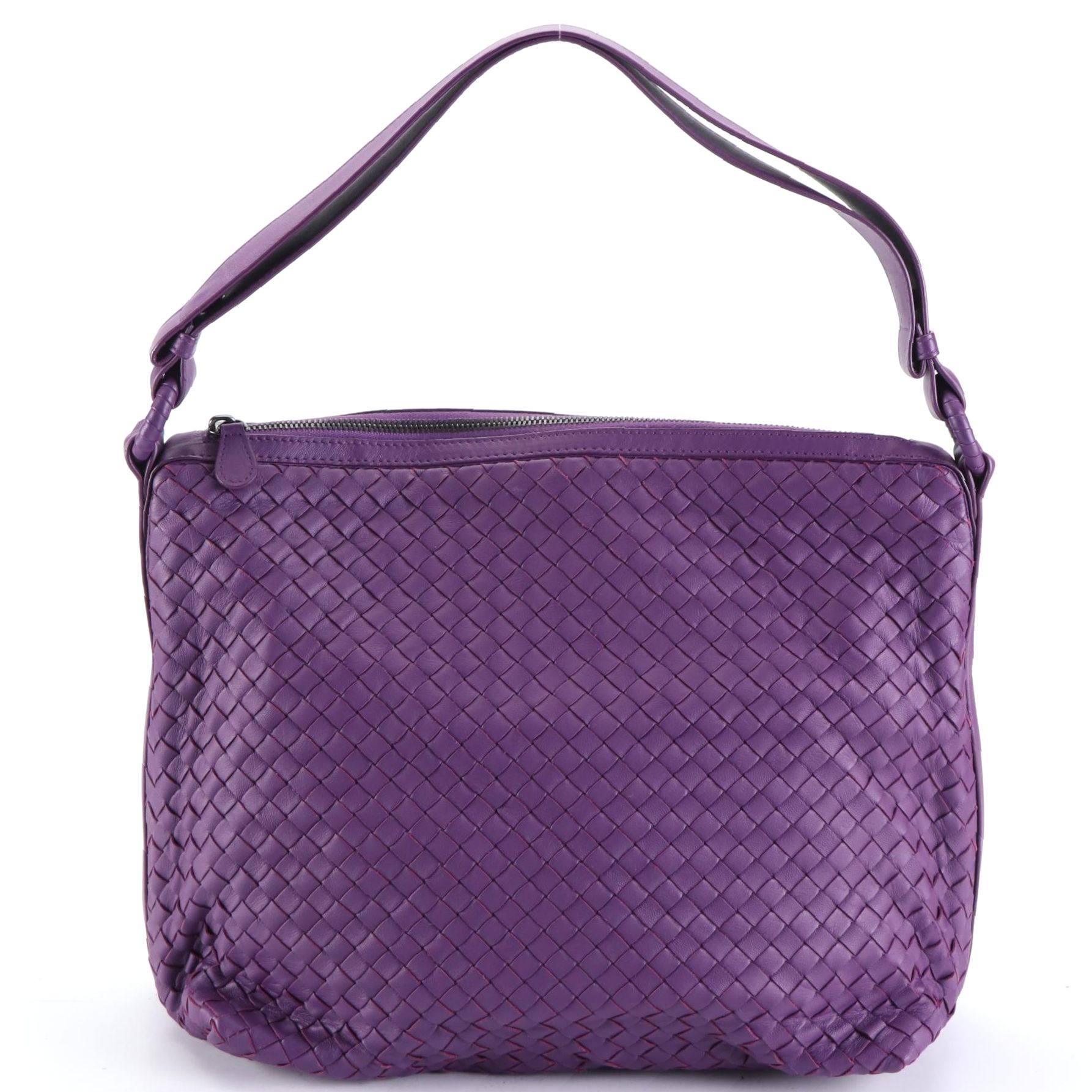 Bottega Veneta Zip Shoulder Bag in Intrecciato Leather