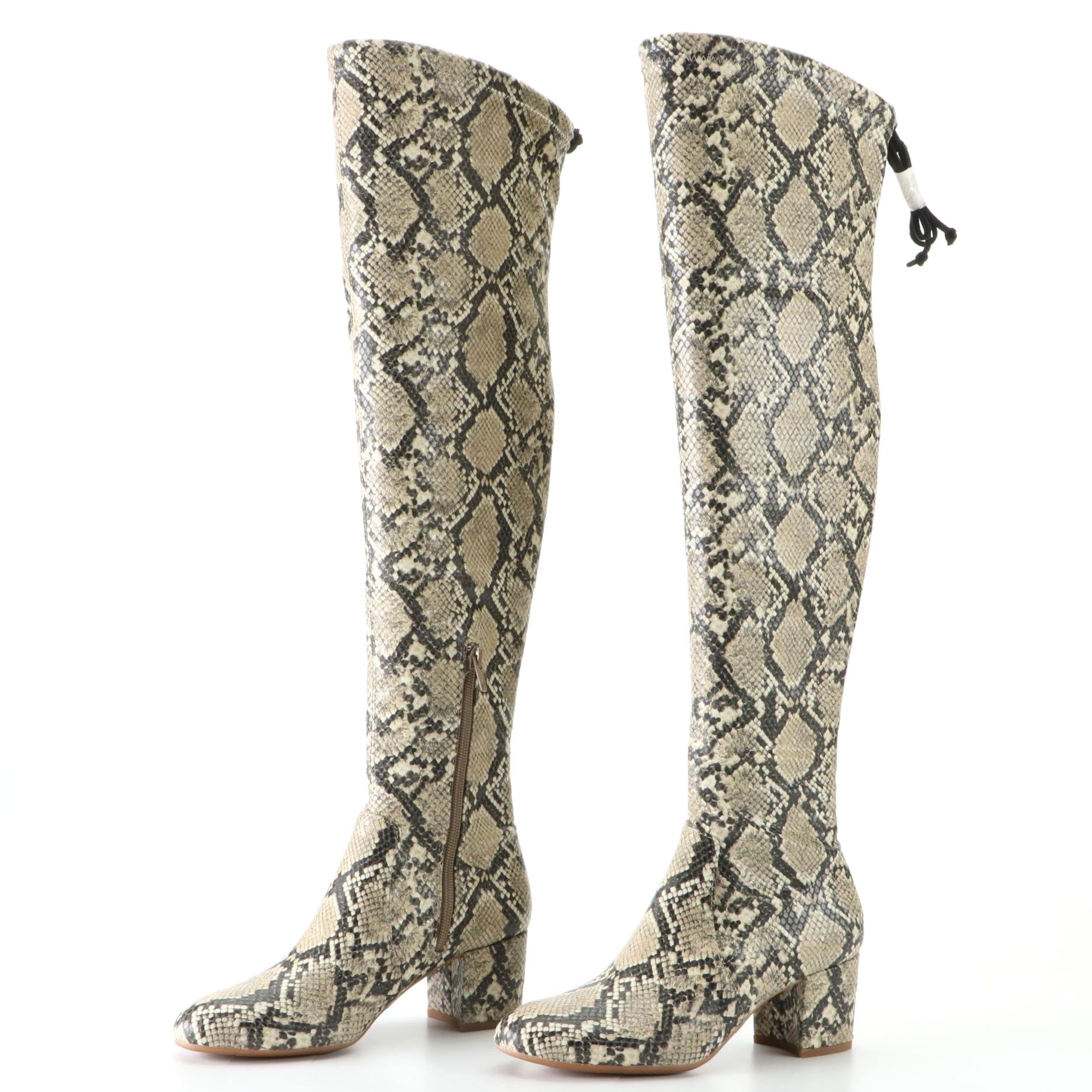 Gianni Bini Knee-High Boots in Faux Python Snakeskin