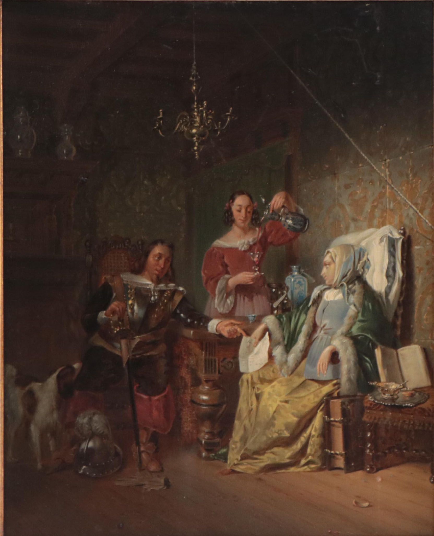 Attributed to Nicolaus Montauban van Swijndregt Dutch Genre Scene Oil Painting