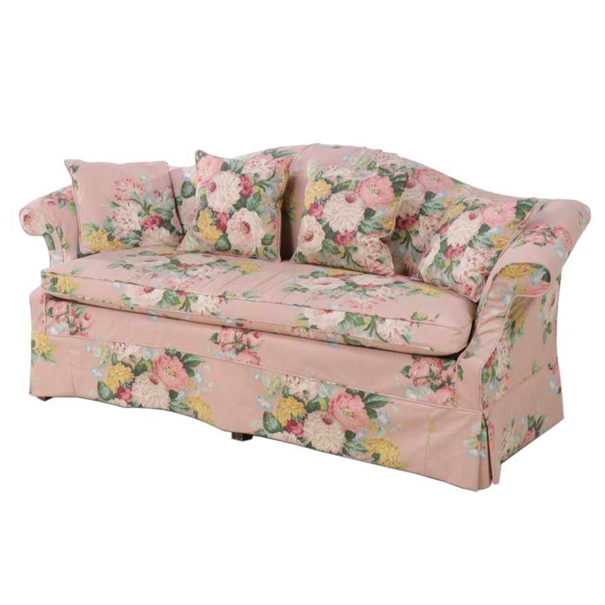 LT Designs/ Century Furniture Chippendale Style Sofa with Floral Slipcover