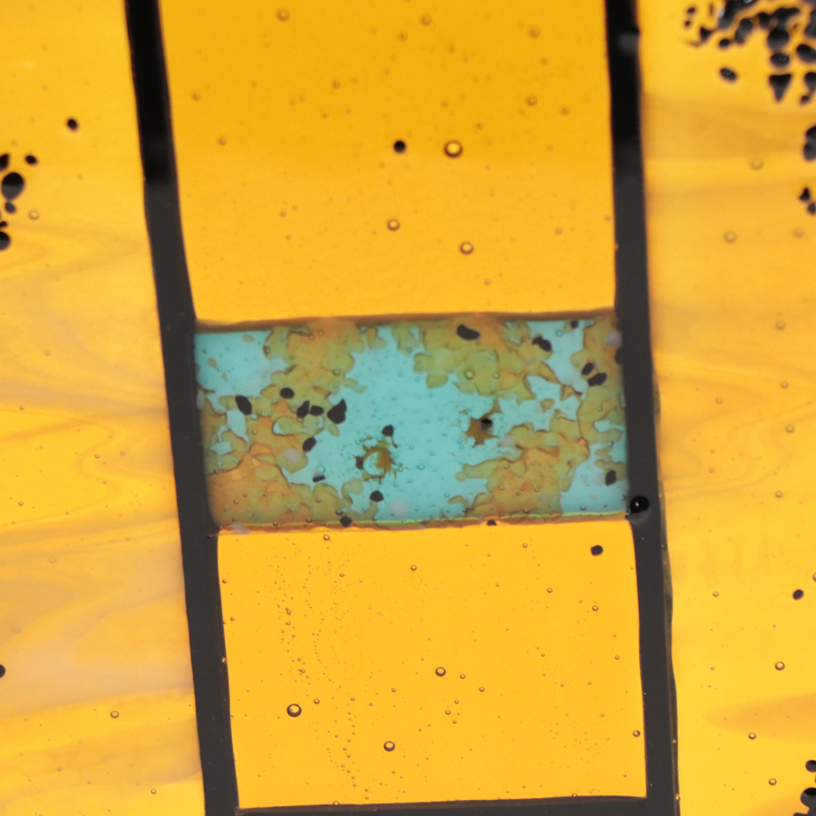 Ann Klem Fused Glass Table Sculpture "Quilt Pattern," 2010