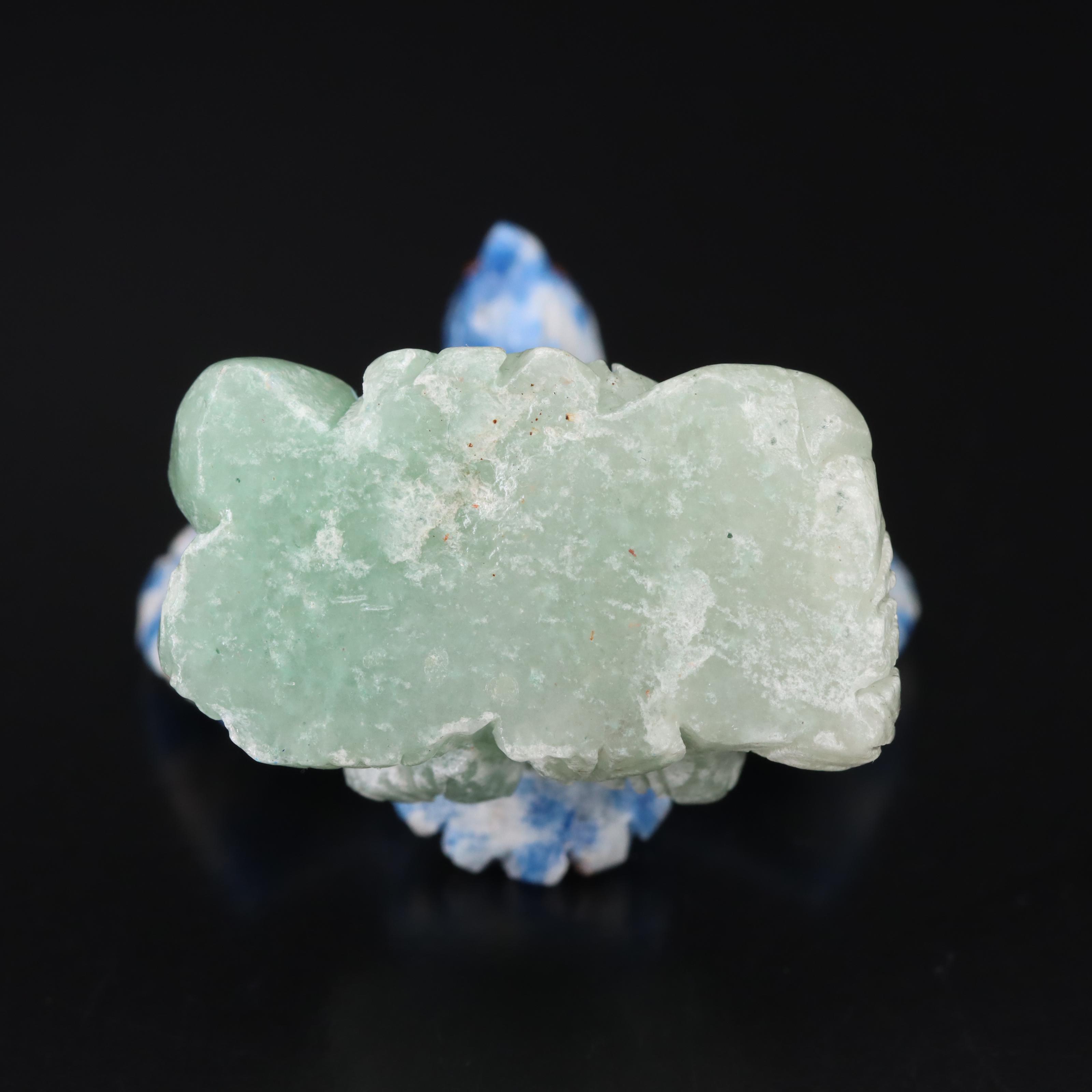 Carved Lapis Lazuli, Calcite Eagle Figurine with Sapphire Eyes