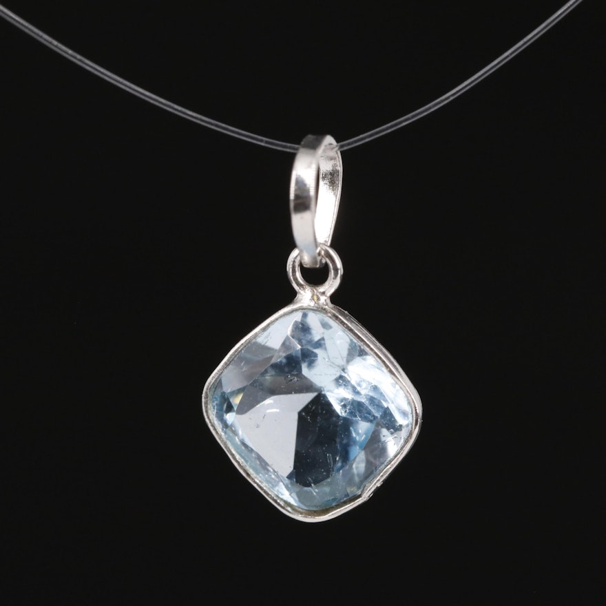 14K Blue Topaz Pendant