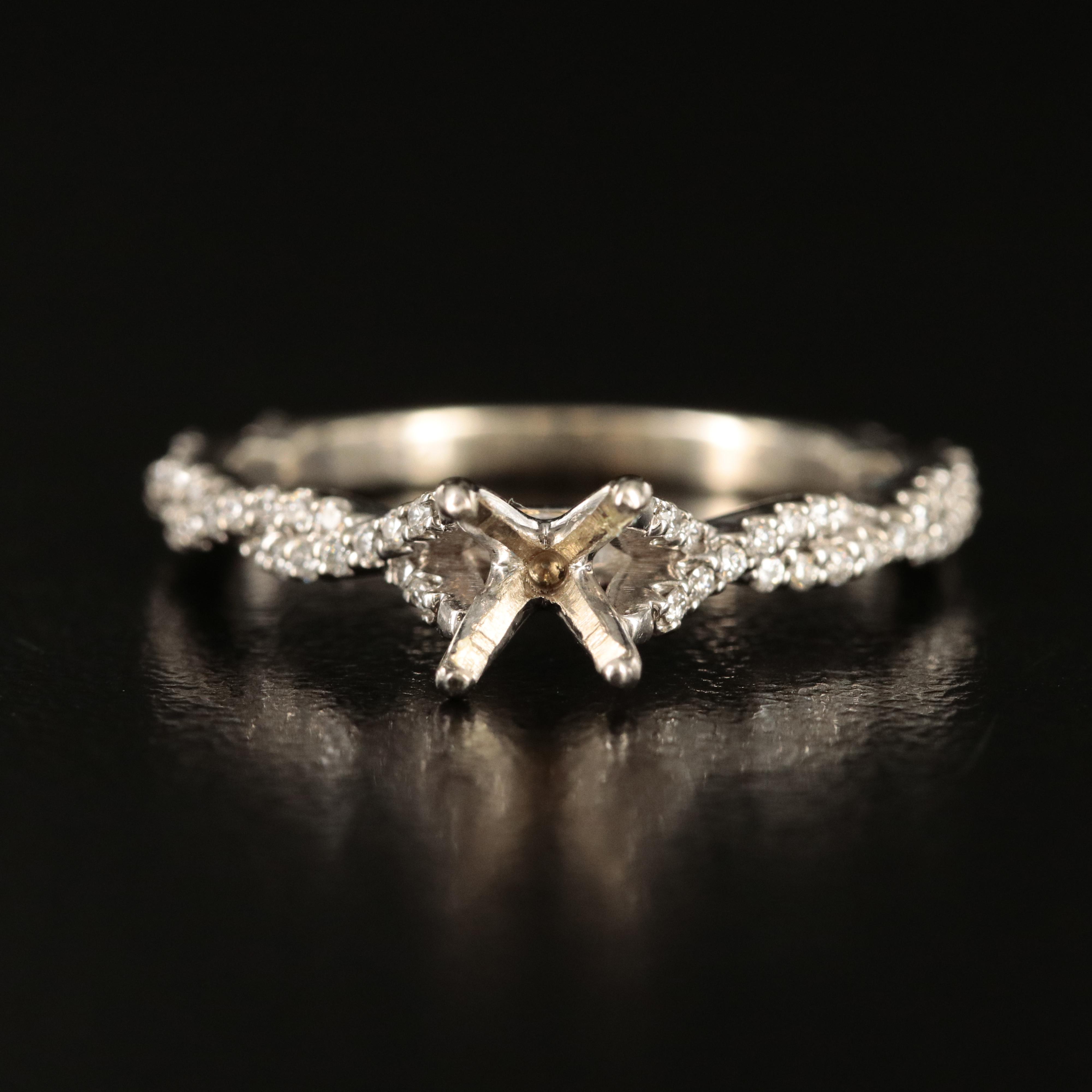 14K 0.33 CTW Diamond Semi Mount Braided Ring