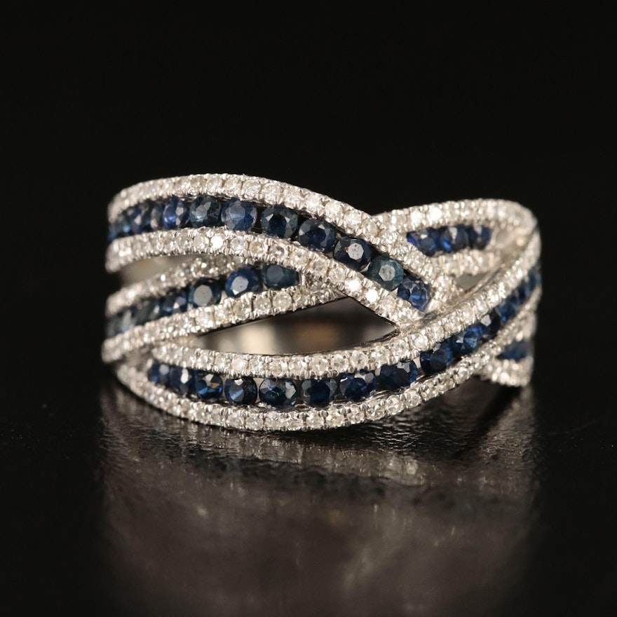 EFFY 14K Sapphire and Diamond Crossover Ring