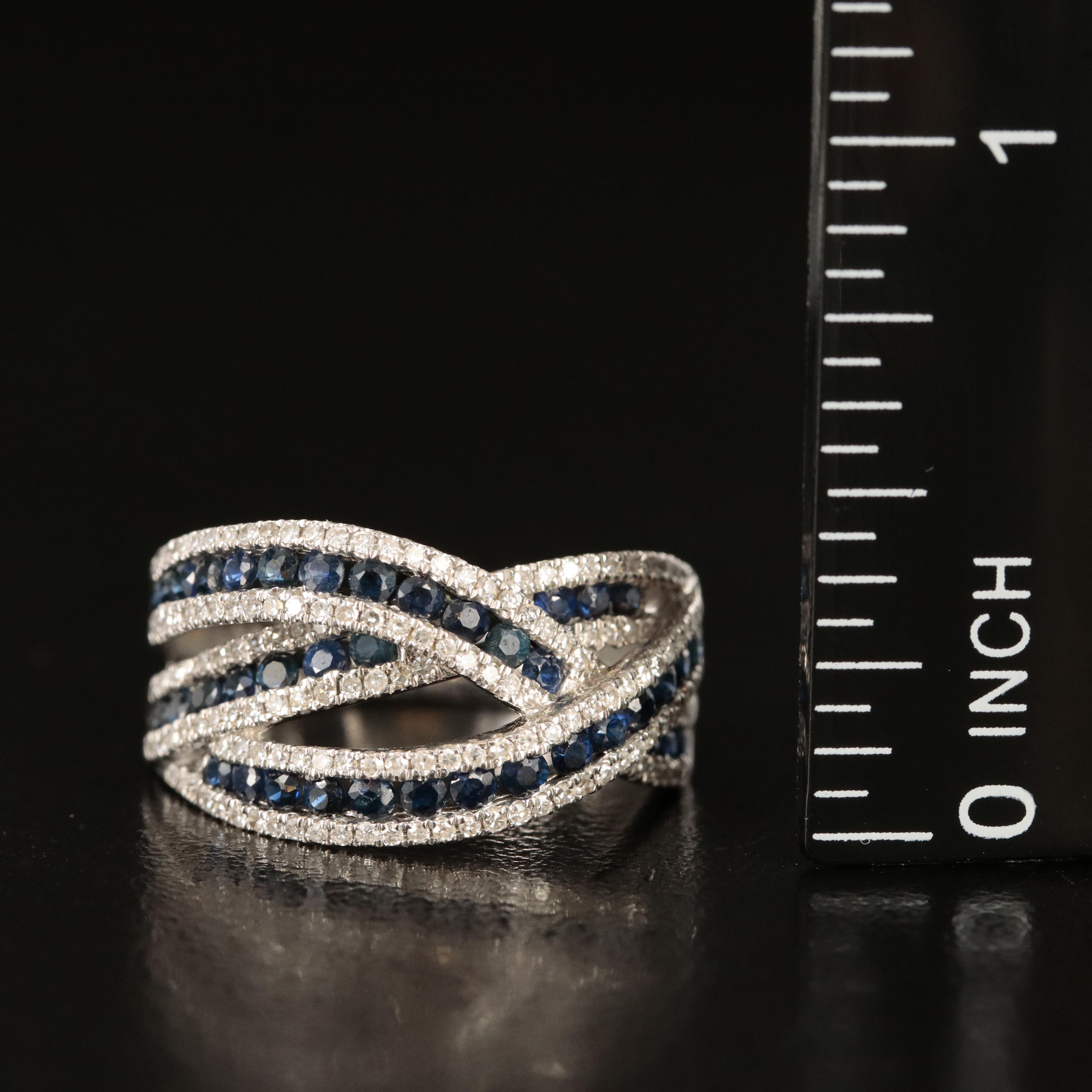 EFFY 14K Sapphire and Diamond Crossover Ring