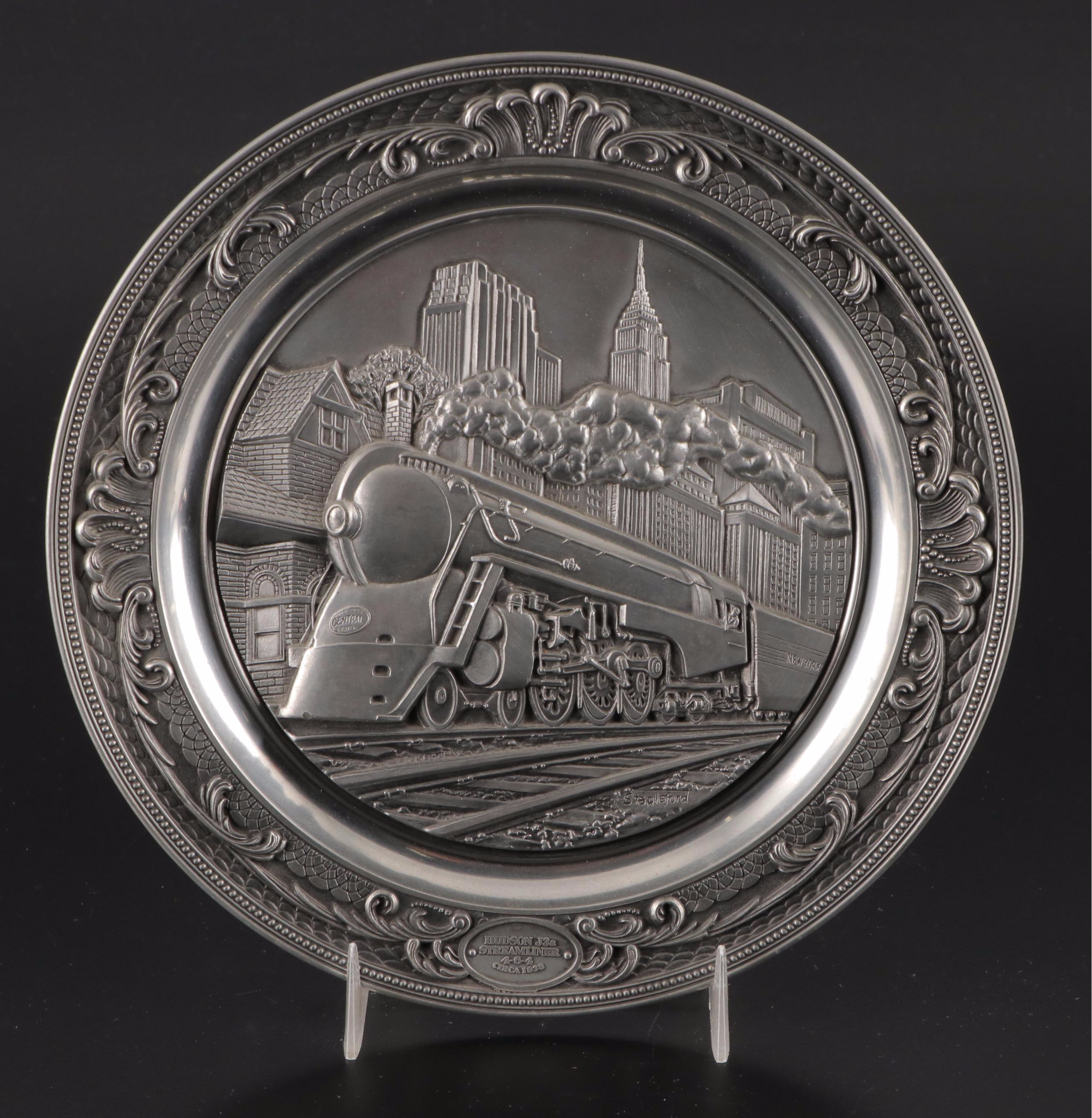 Rhodes Studios "Legendary Steam Trains" Bas Relief Sterling-Pewter Plates