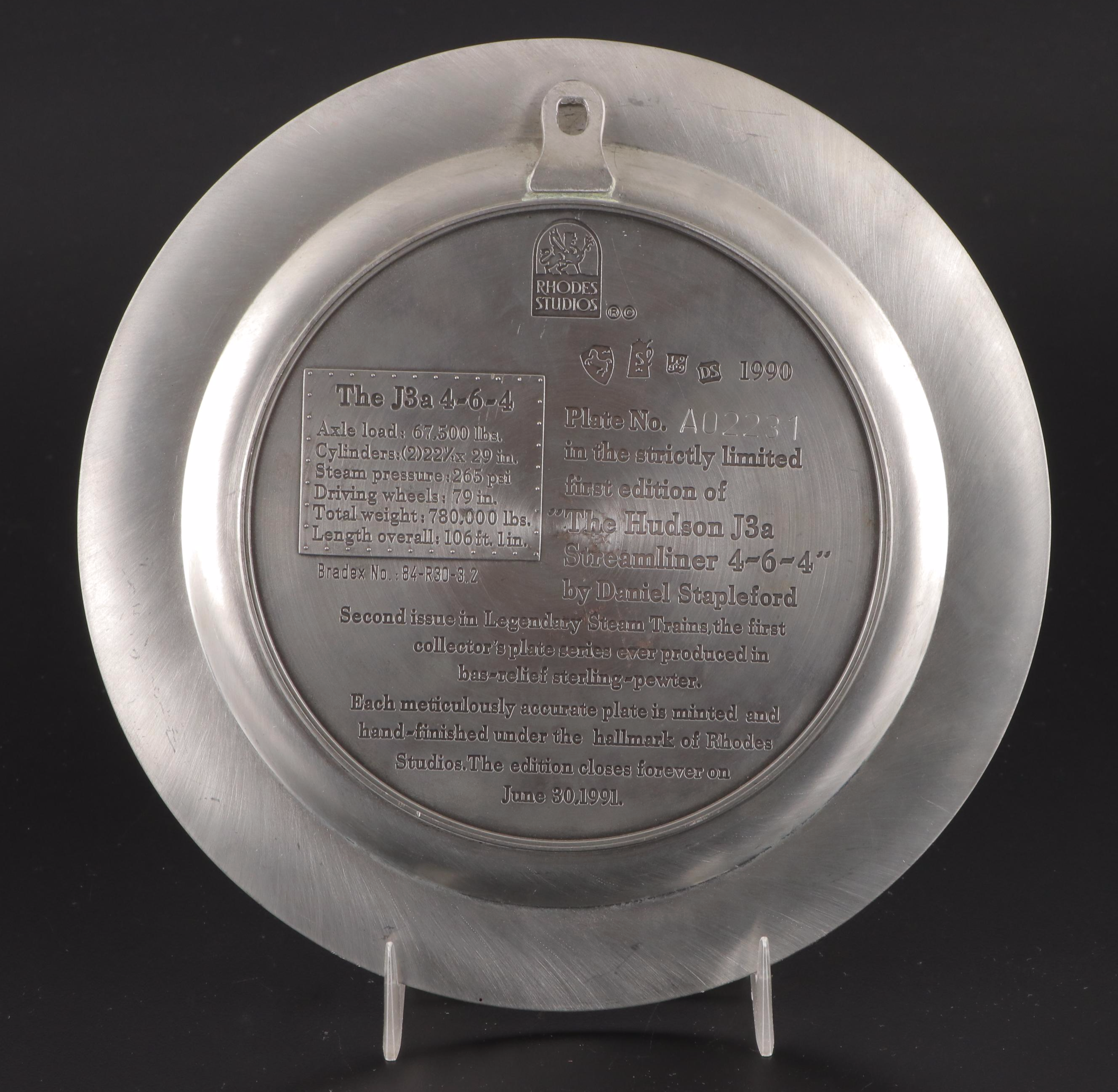Rhodes Studios "Legendary Steam Trains" Bas Relief Sterling-Pewter Plates