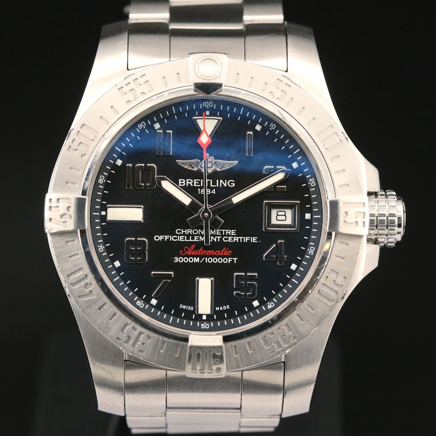 Breitling Avenger II Seawolf 3000M Black Dial Automatic Wristwatch