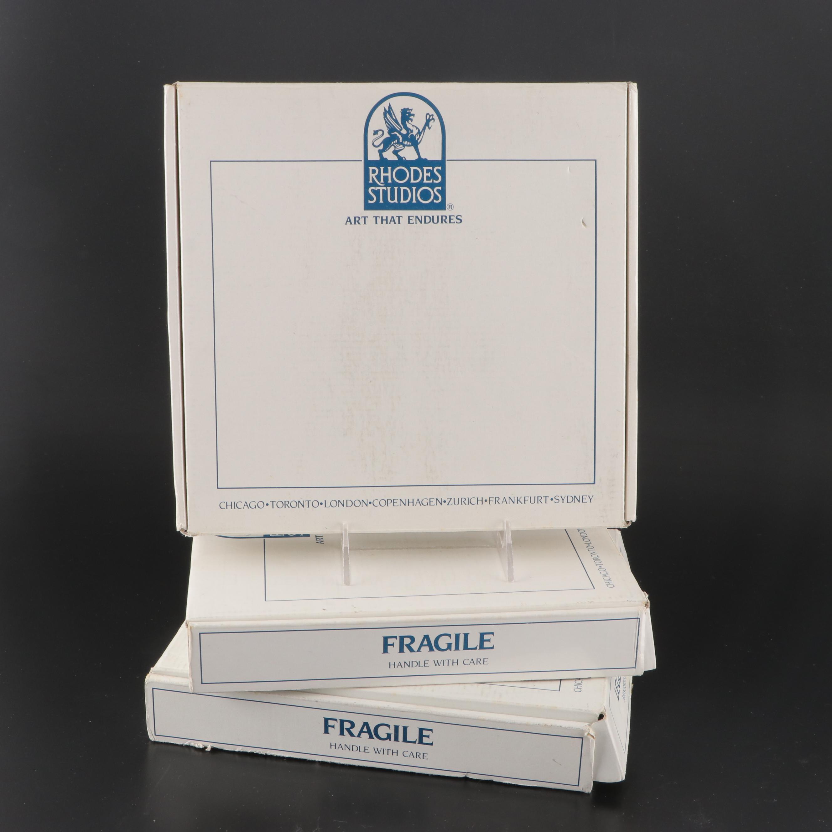 Rhodes Studios "Legendary Steam Trains" Bas Relief Sterling-Pewter Plates