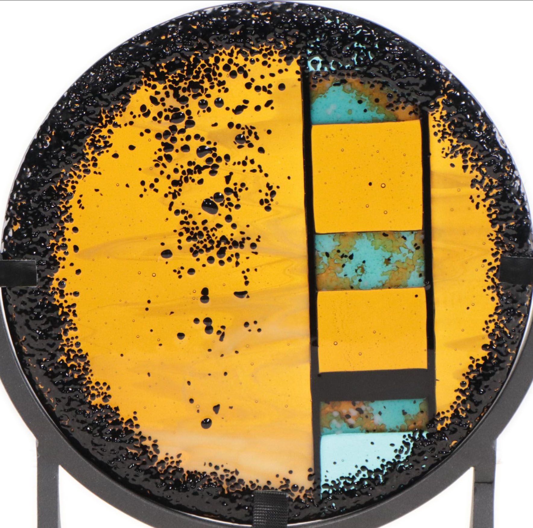 Ann Klem Fused Glass Table Sculpture "Quilt Pattern," 2010