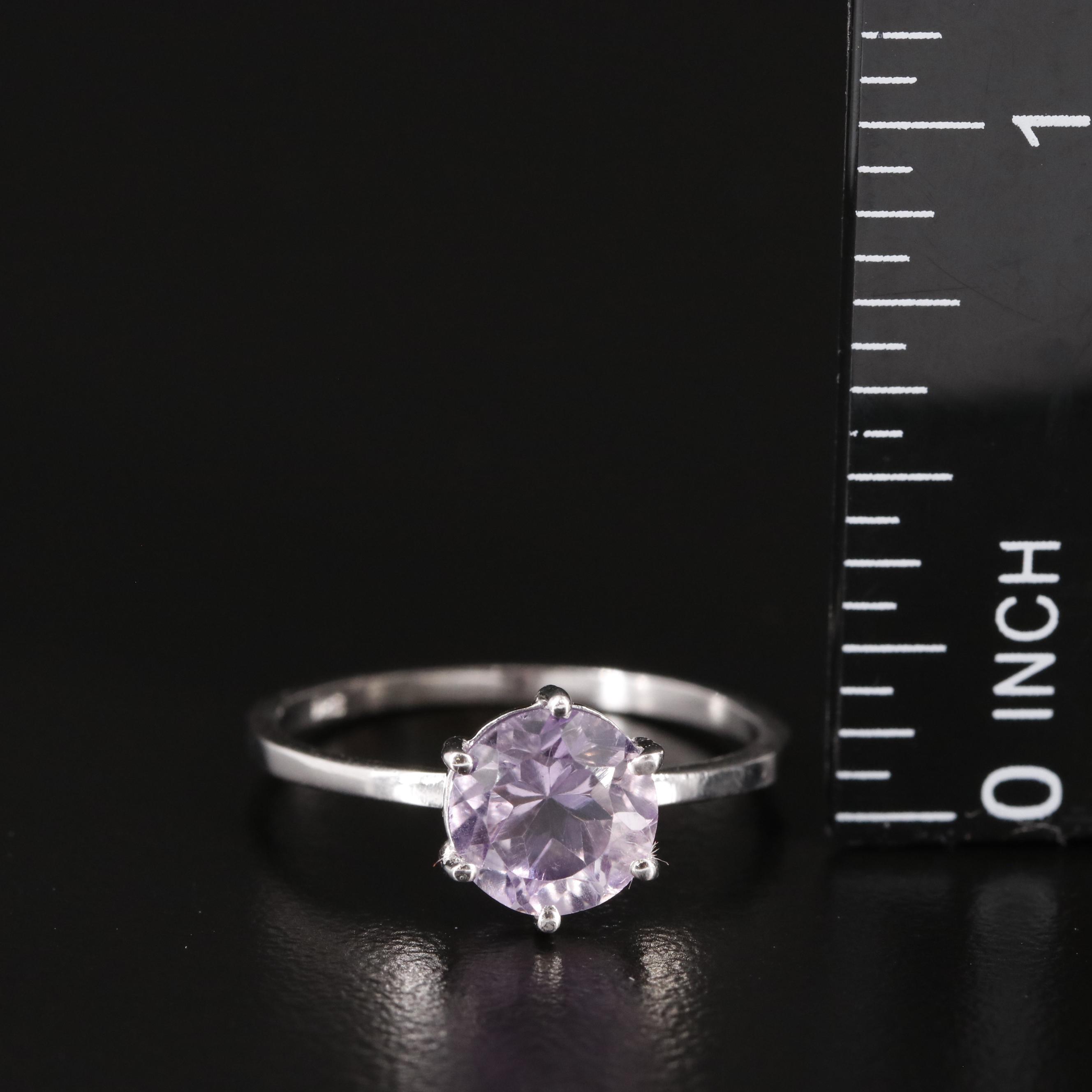 Sterling Amethyst Solitaire Ring
