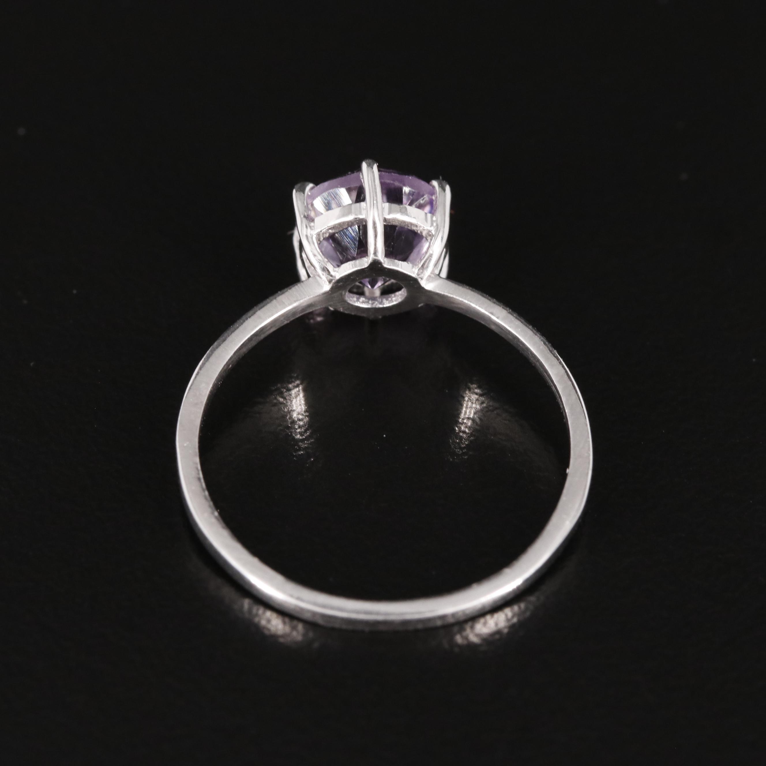 Sterling Amethyst Solitaire Ring
