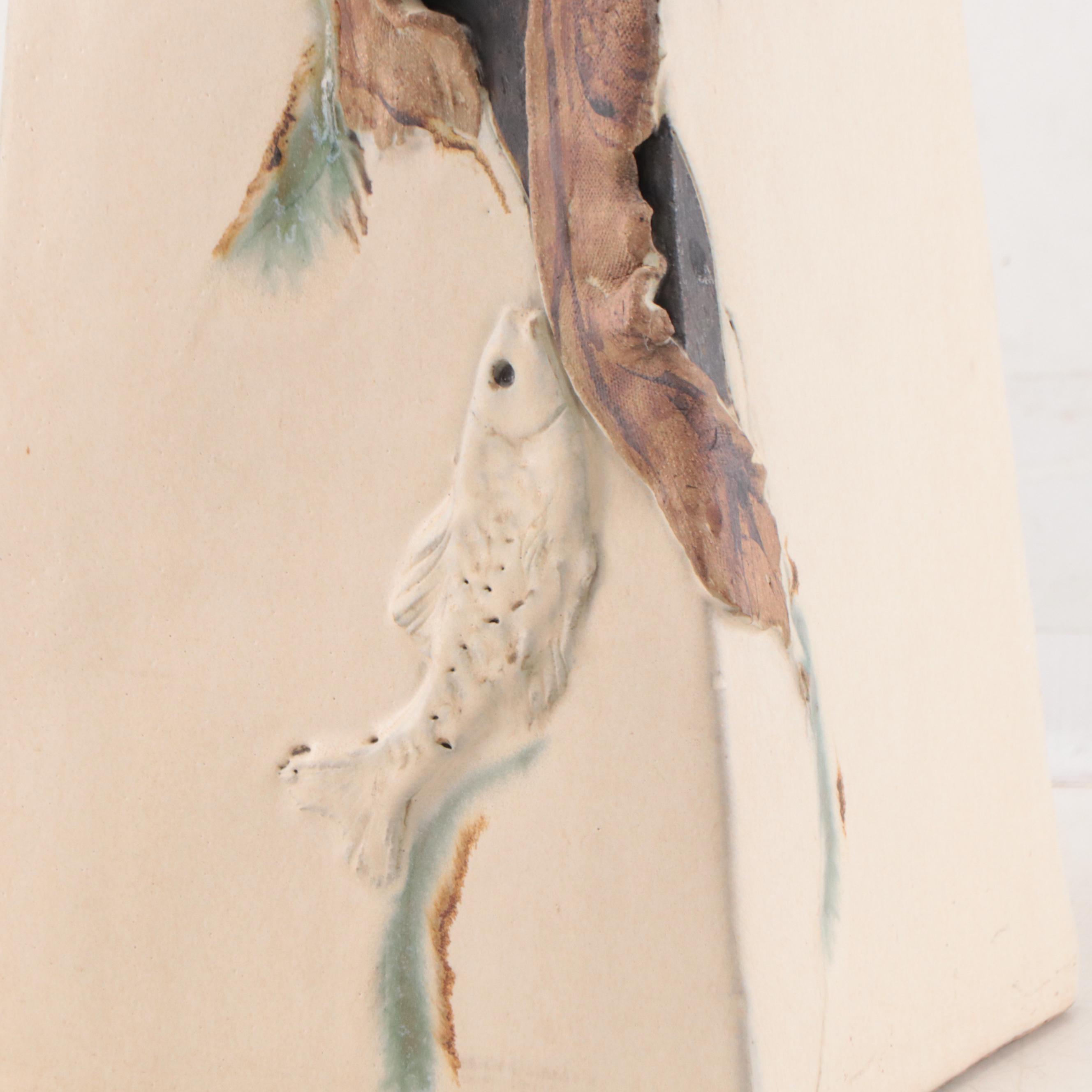 Mary Ann Wurst Art Pottery Hinged Vessel With Seagull Motif, 1995