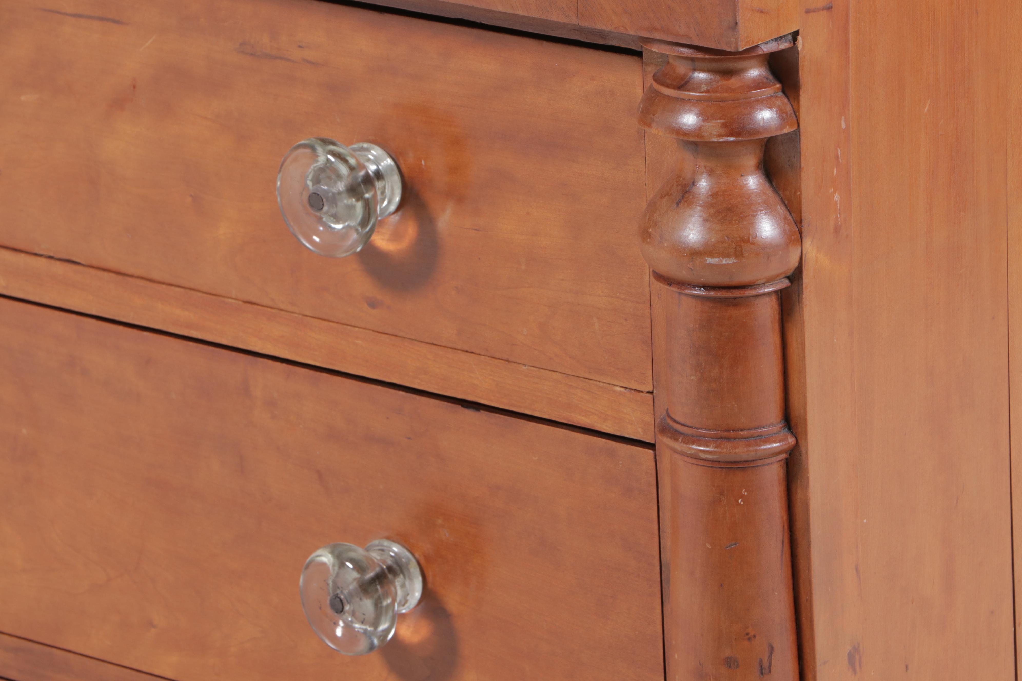 American Empire Cherrywood & Flame Mahogany Four-Drawer Chest, Mid-19th Century
