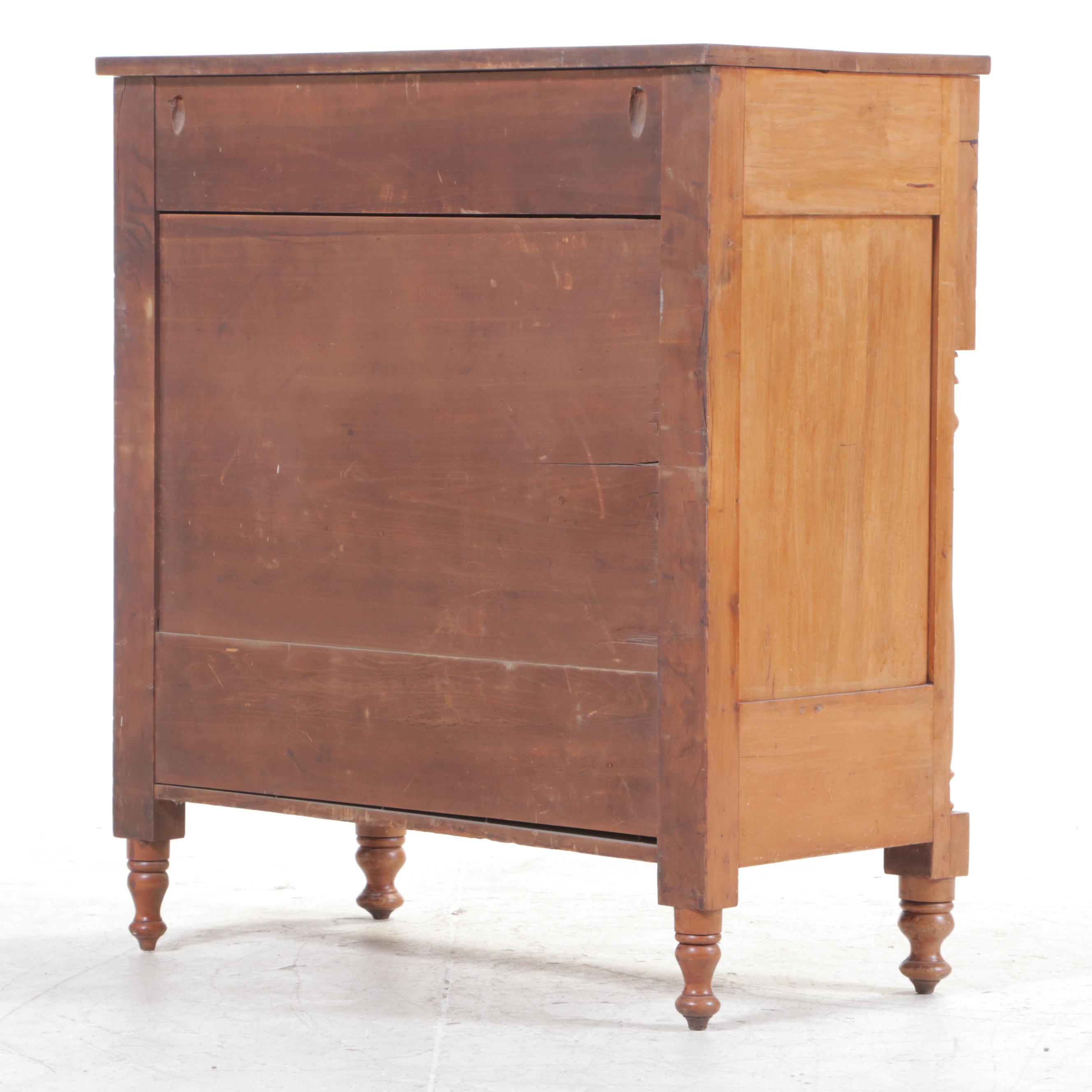 American Empire Cherrywood & Flame Mahogany Four-Drawer Chest, Mid-19th Century