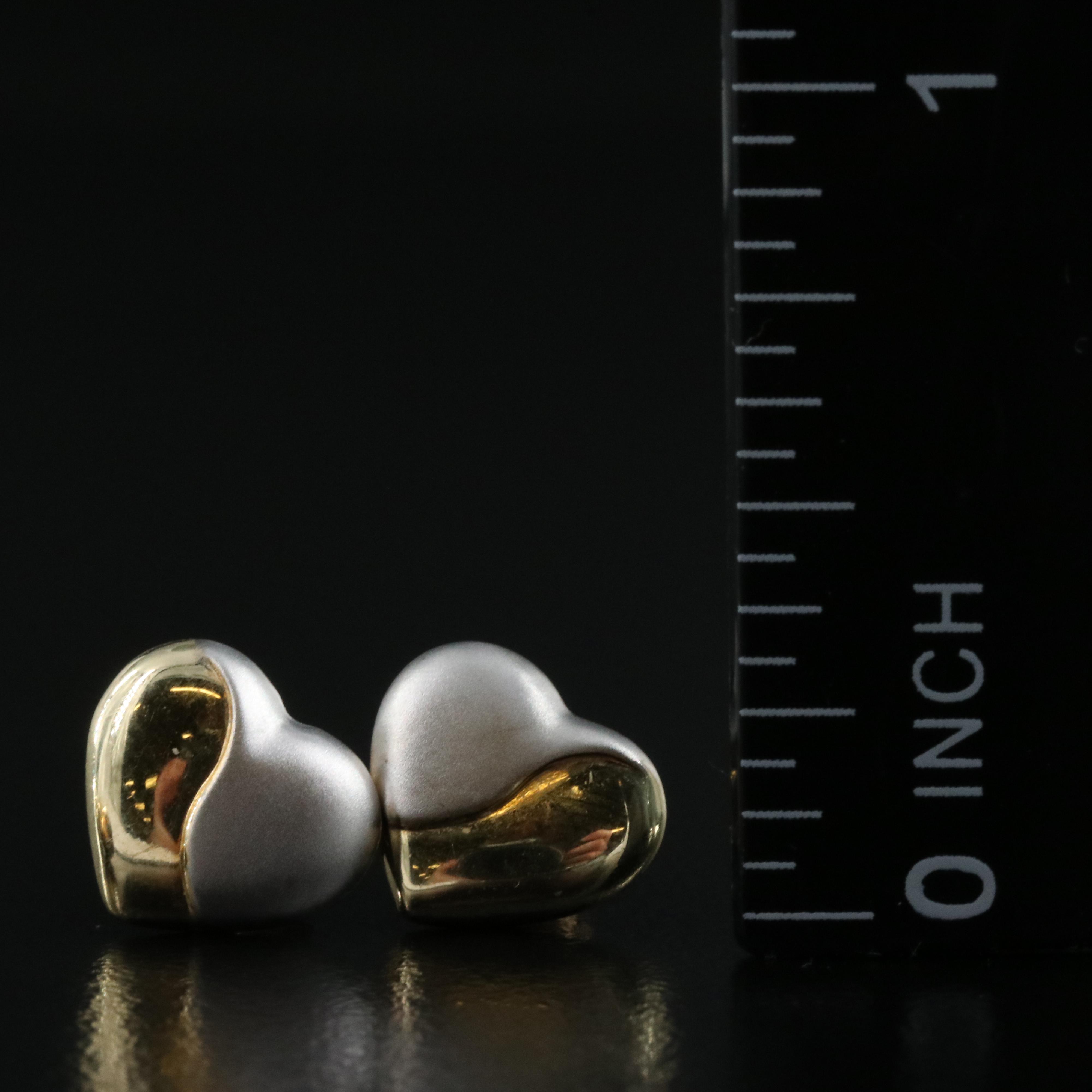 14K Two Tone Heart Pendant and Stud Earring Set