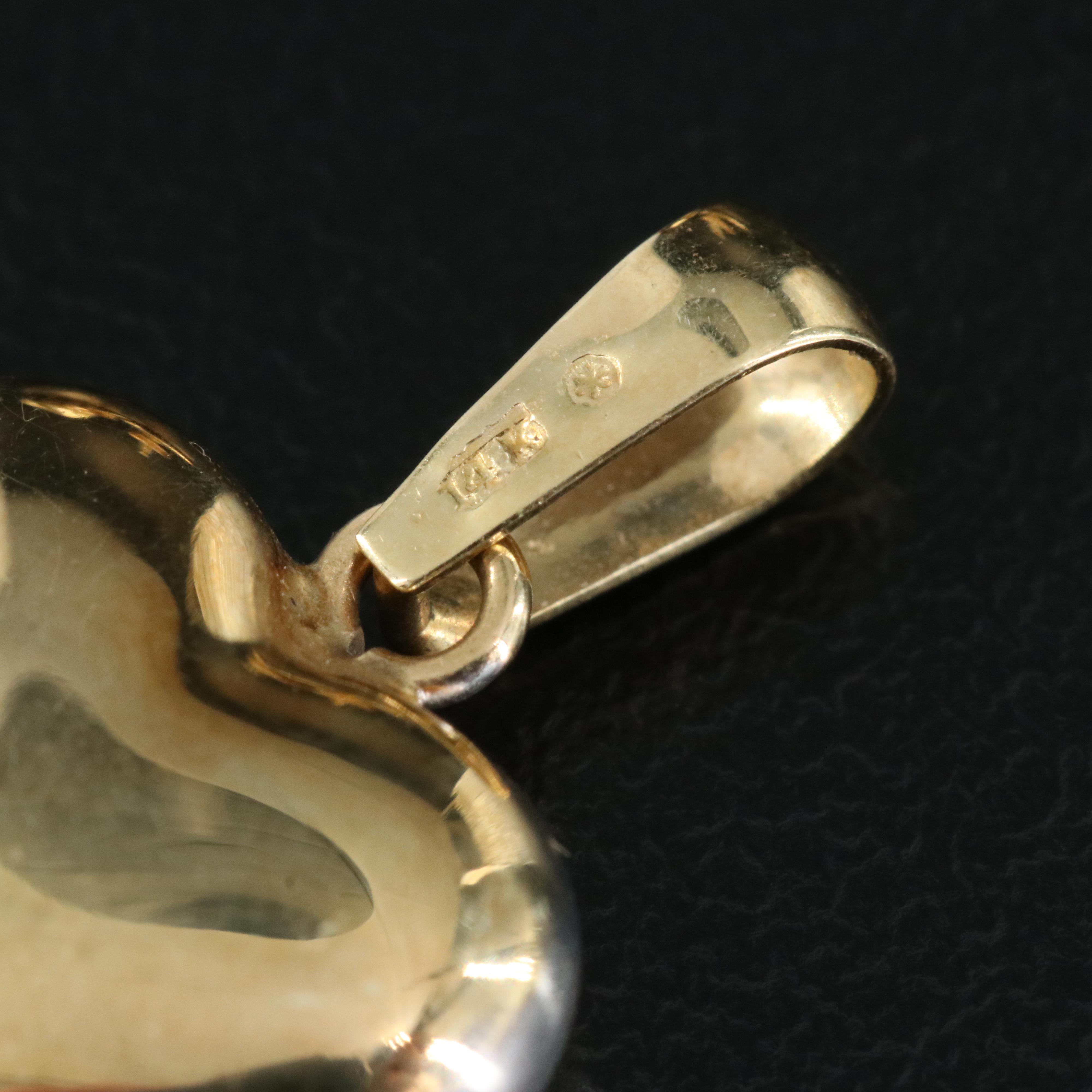 14K Two Tone Heart Pendant and Stud Earring Set