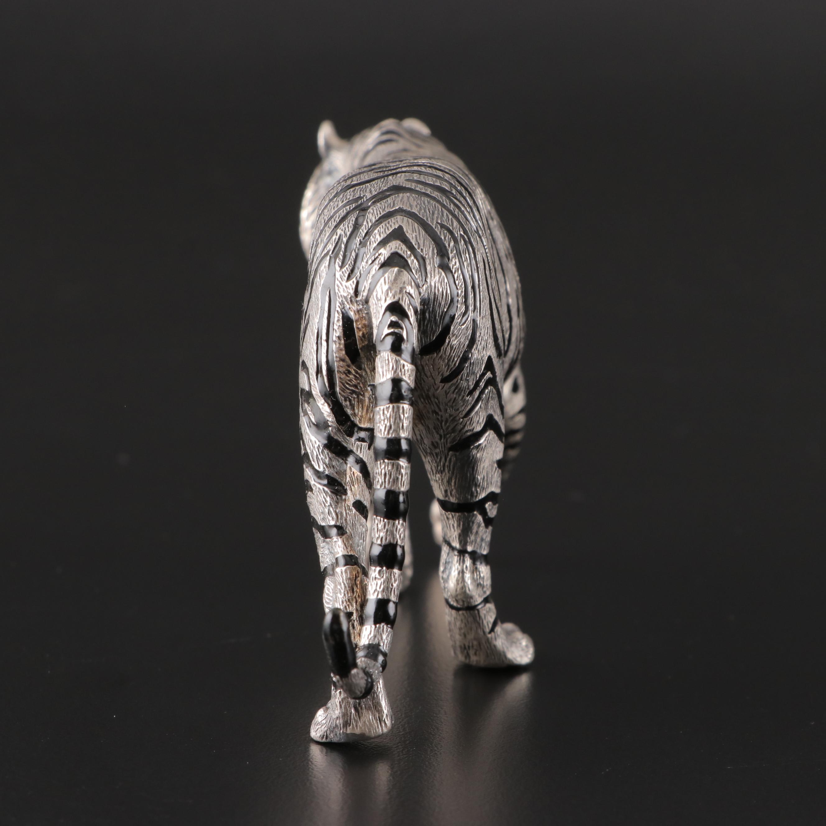 Buccellati Italian Electroform Sterling Silver Bengal Tiger and Panda Figurines