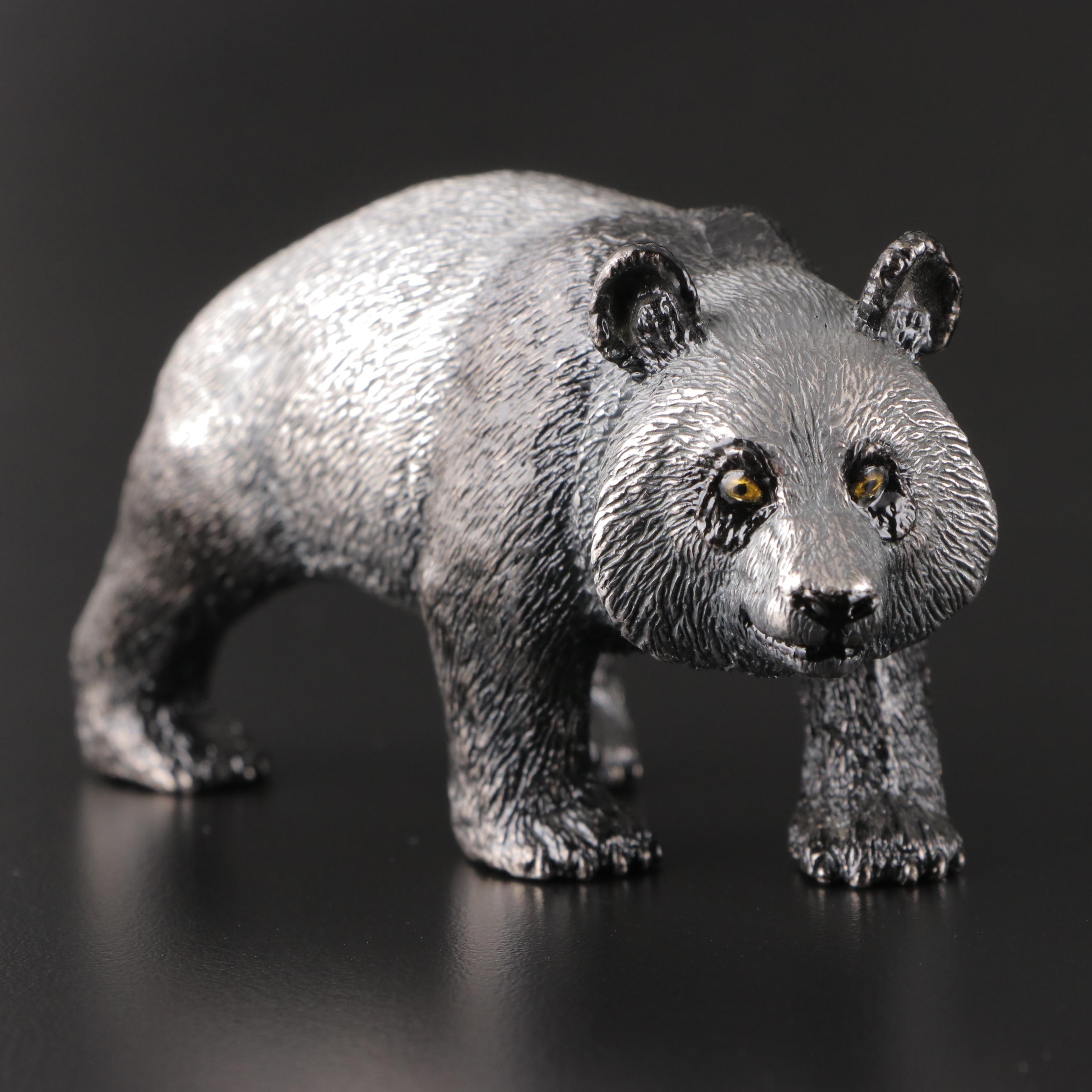 Buccellati Italian Electroform Sterling Silver Bengal Tiger and Panda Figurines