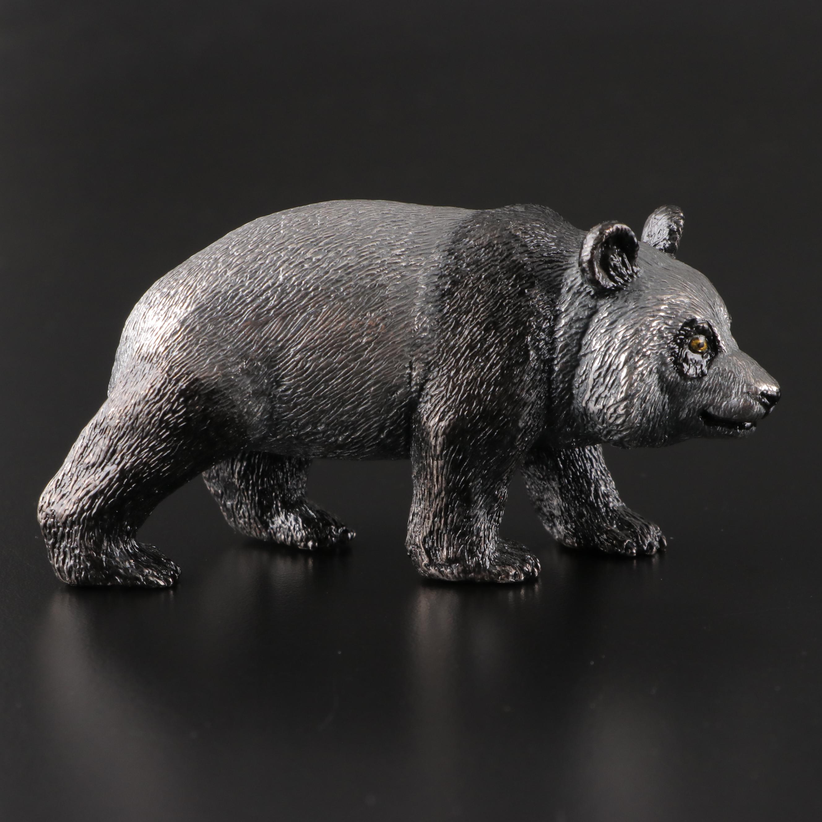 Buccellati Italian Electroform Sterling Silver Bengal Tiger and Panda Figurines