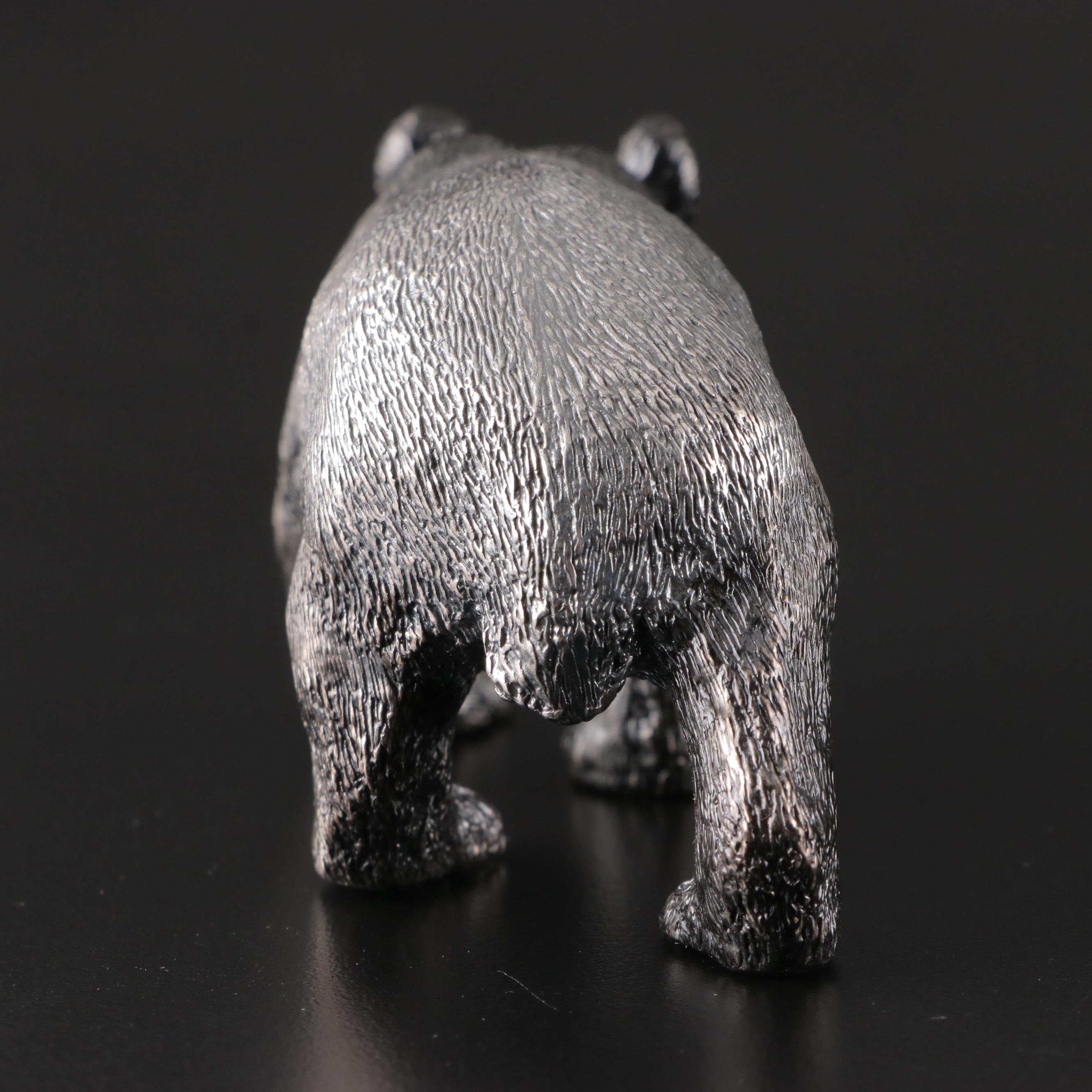 Buccellati Italian Electroform Sterling Silver Bengal Tiger and Panda Figurines