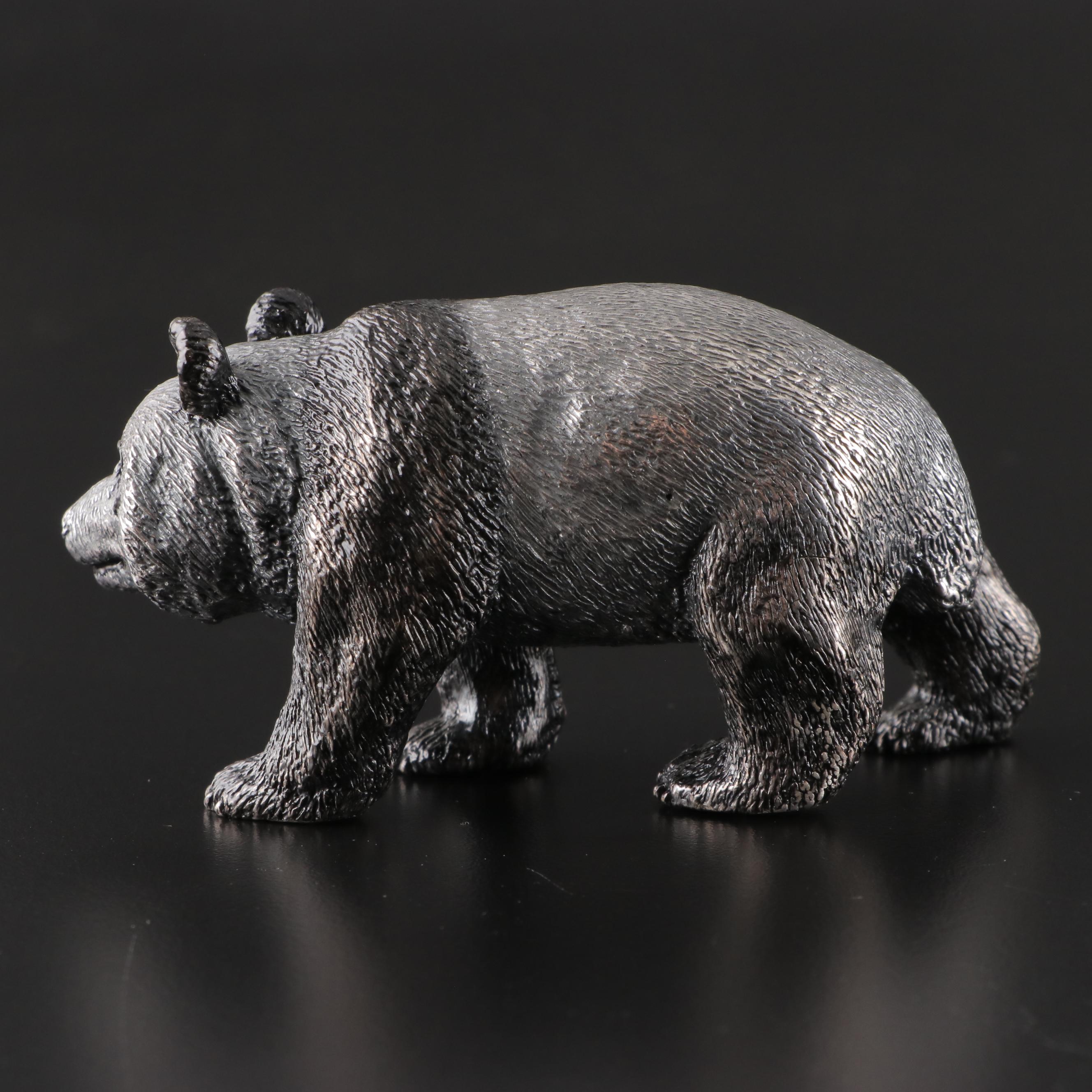 Buccellati Italian Electroform Sterling Silver Bengal Tiger and Panda Figurines