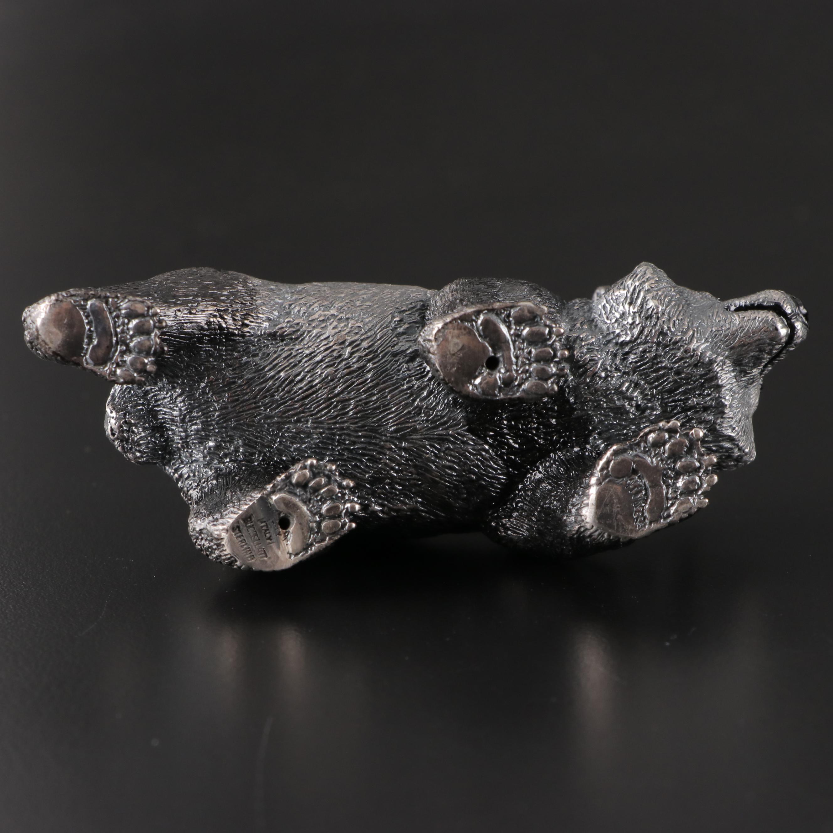 Buccellati Italian Electroform Sterling Silver Bengal Tiger and Panda Figurines