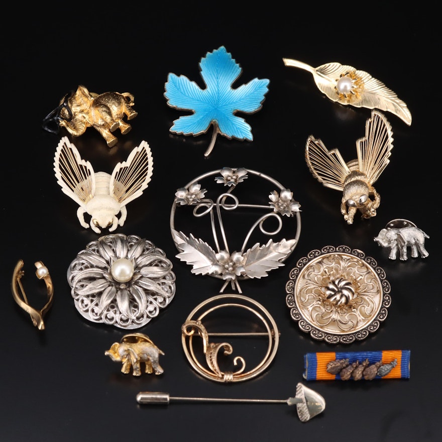 Sterling, Pearl and Bee Brooches Featured in Vintage Jewelry Collection