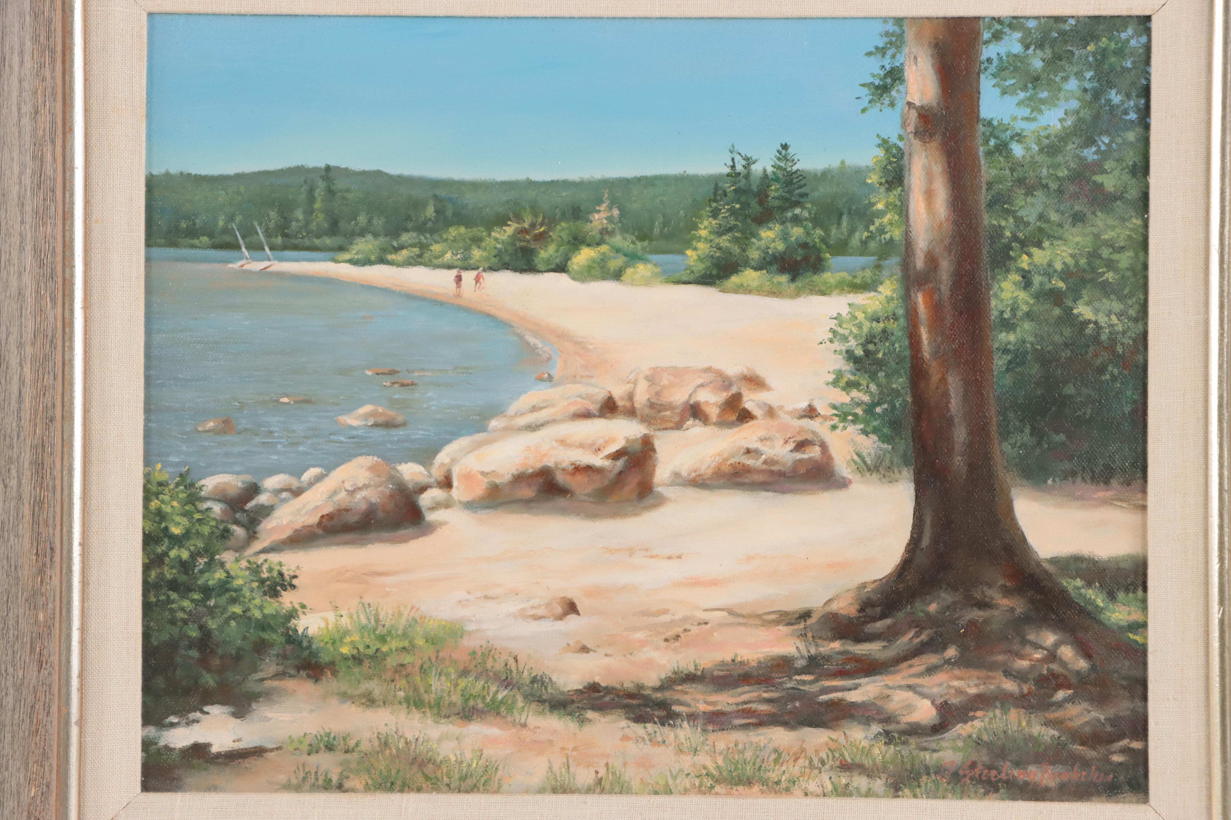 Izilla Sterling Zumkehr Oil Painting of Coastal Landscape