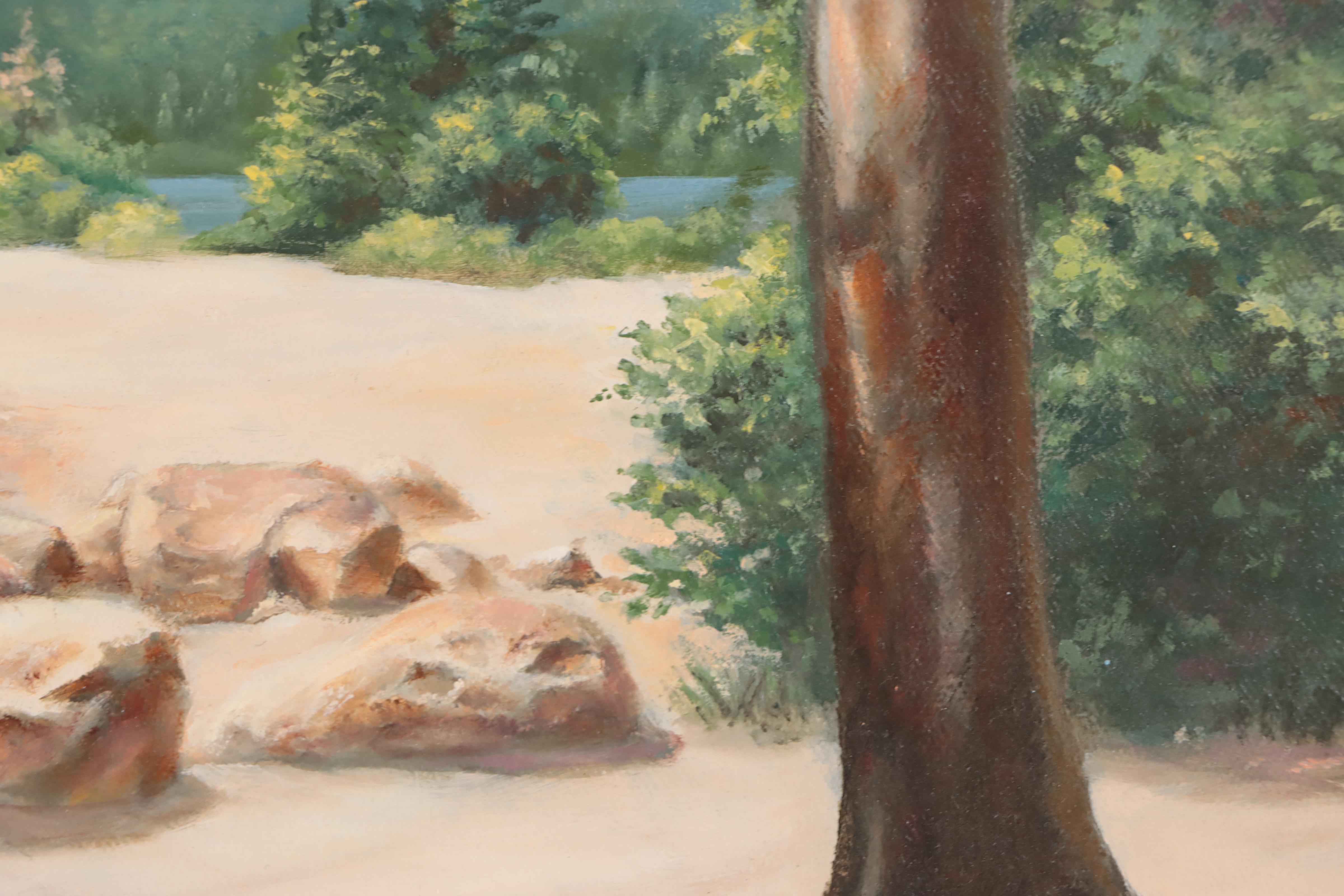 Izilla Sterling Zumkehr Oil Painting of Coastal Landscape