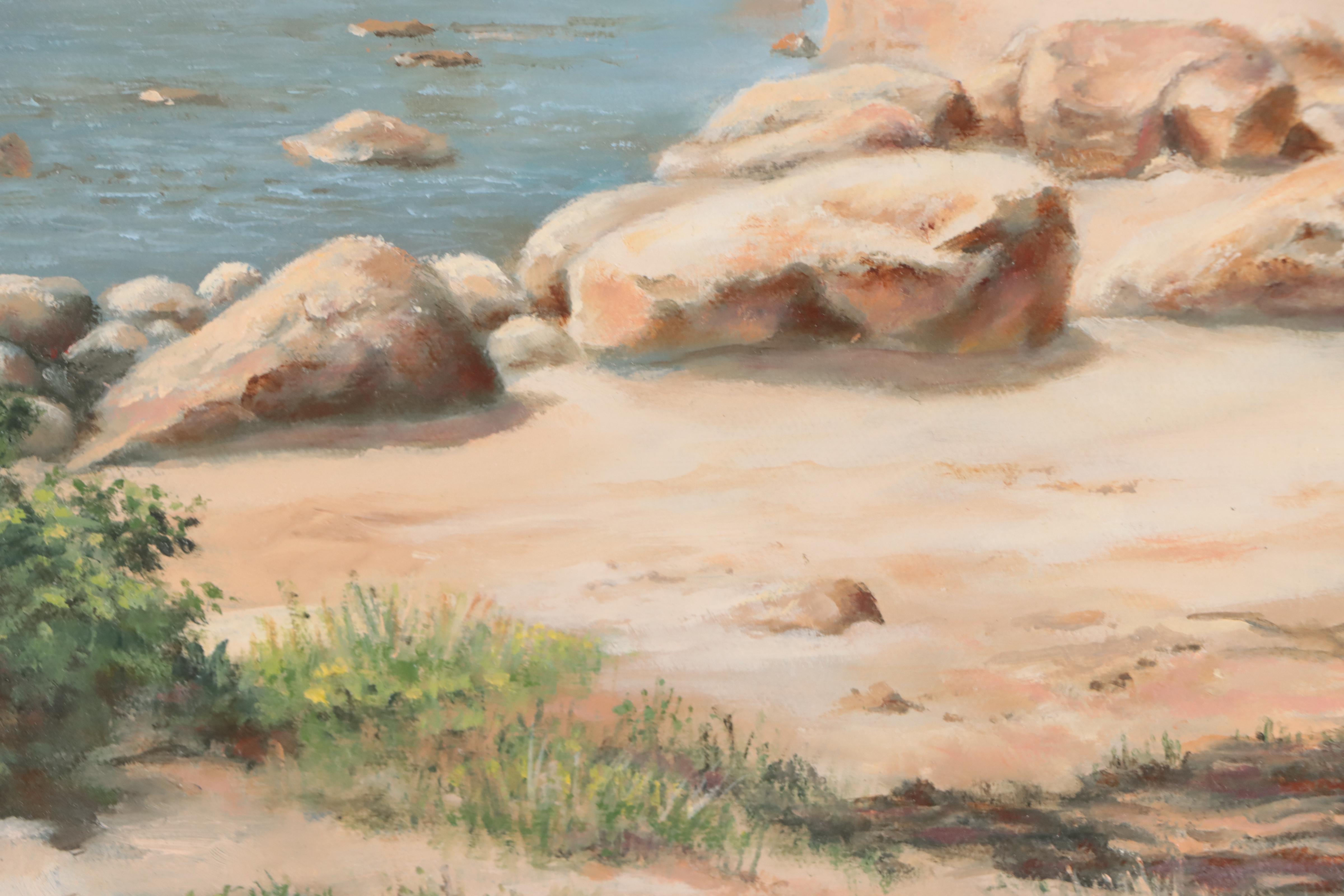 Izilla Sterling Zumkehr Oil Painting of Coastal Landscape